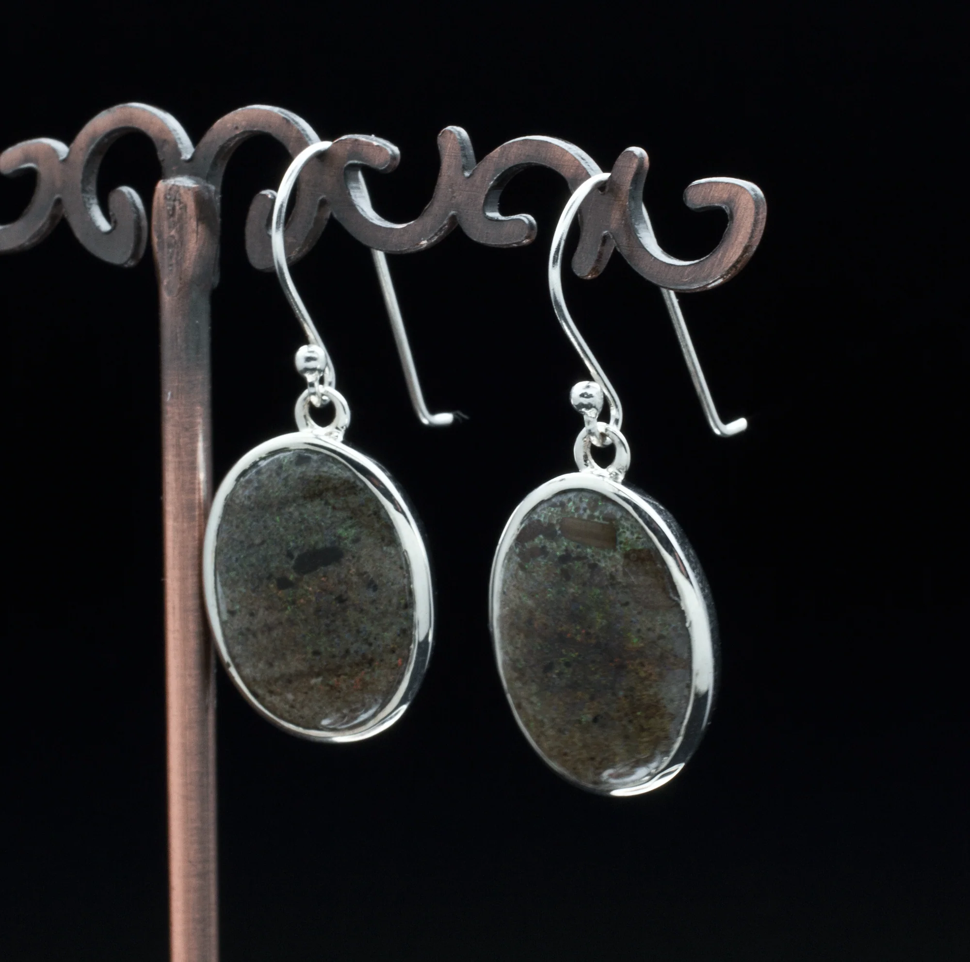 Sterling Silver Matrix Opal Earrings - Image 2
