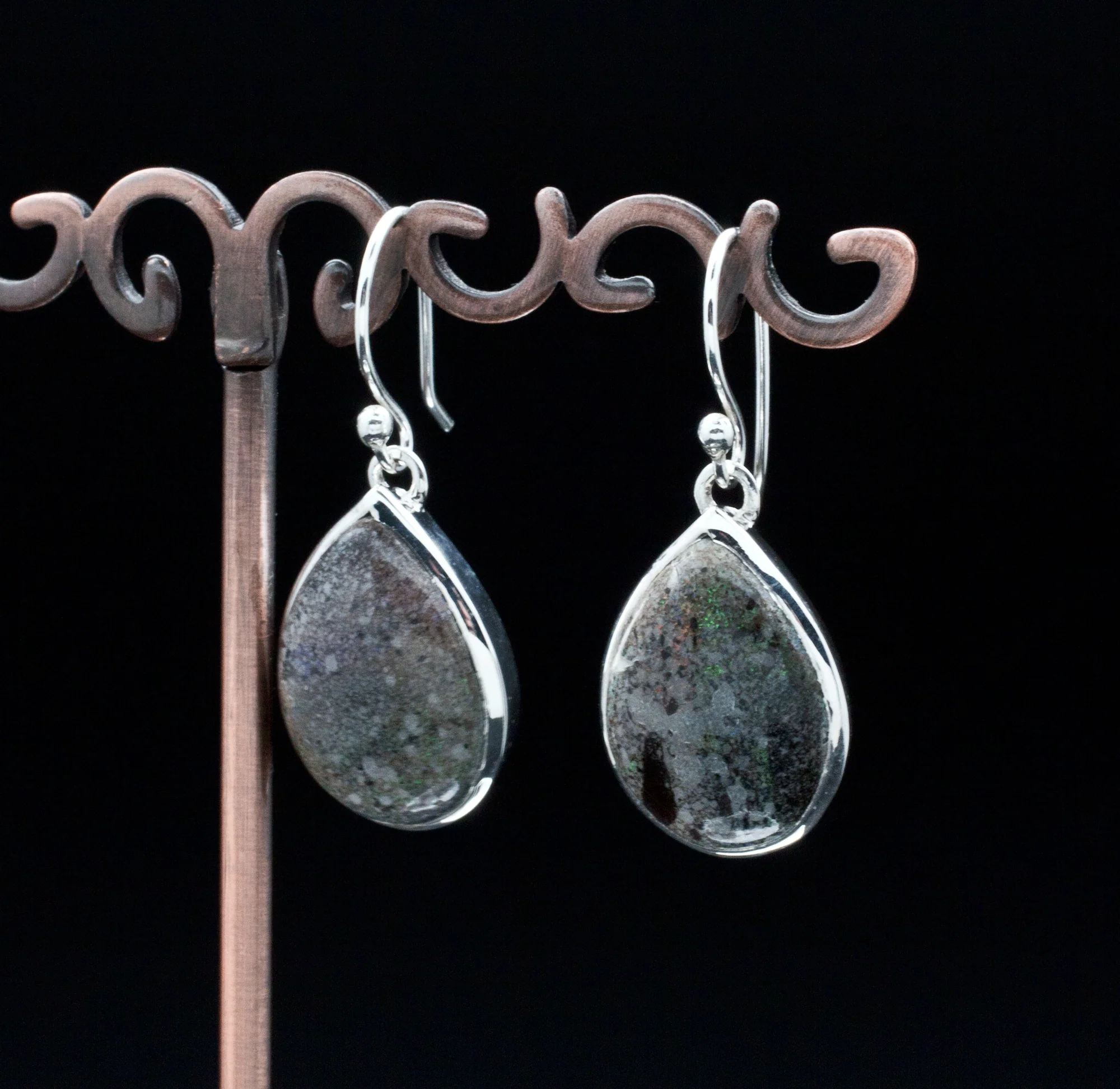 Sterling Silver Matrix Opal Earrings - Image 2