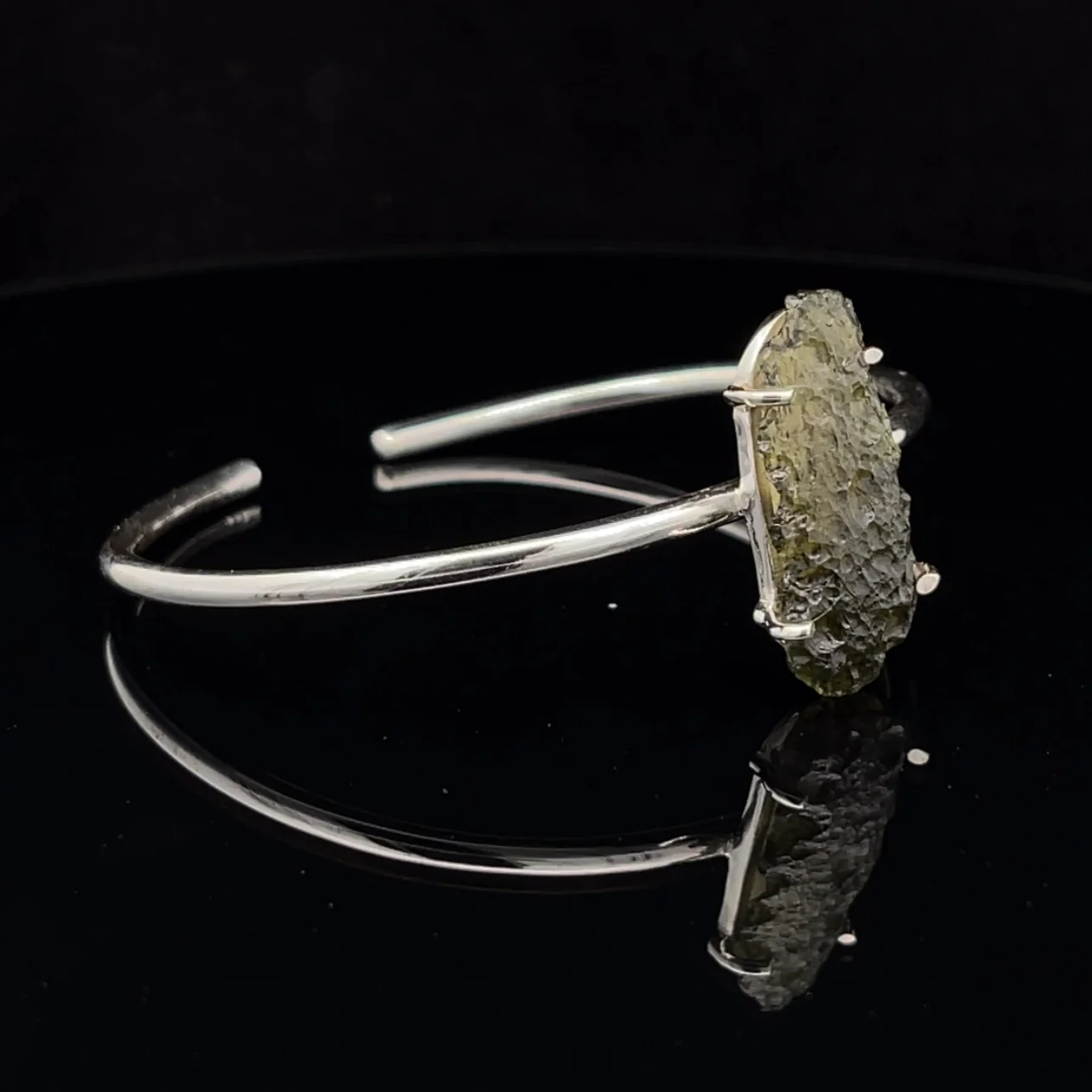 Sterling Silver Moldavite Cuff Bracelet - Image 2