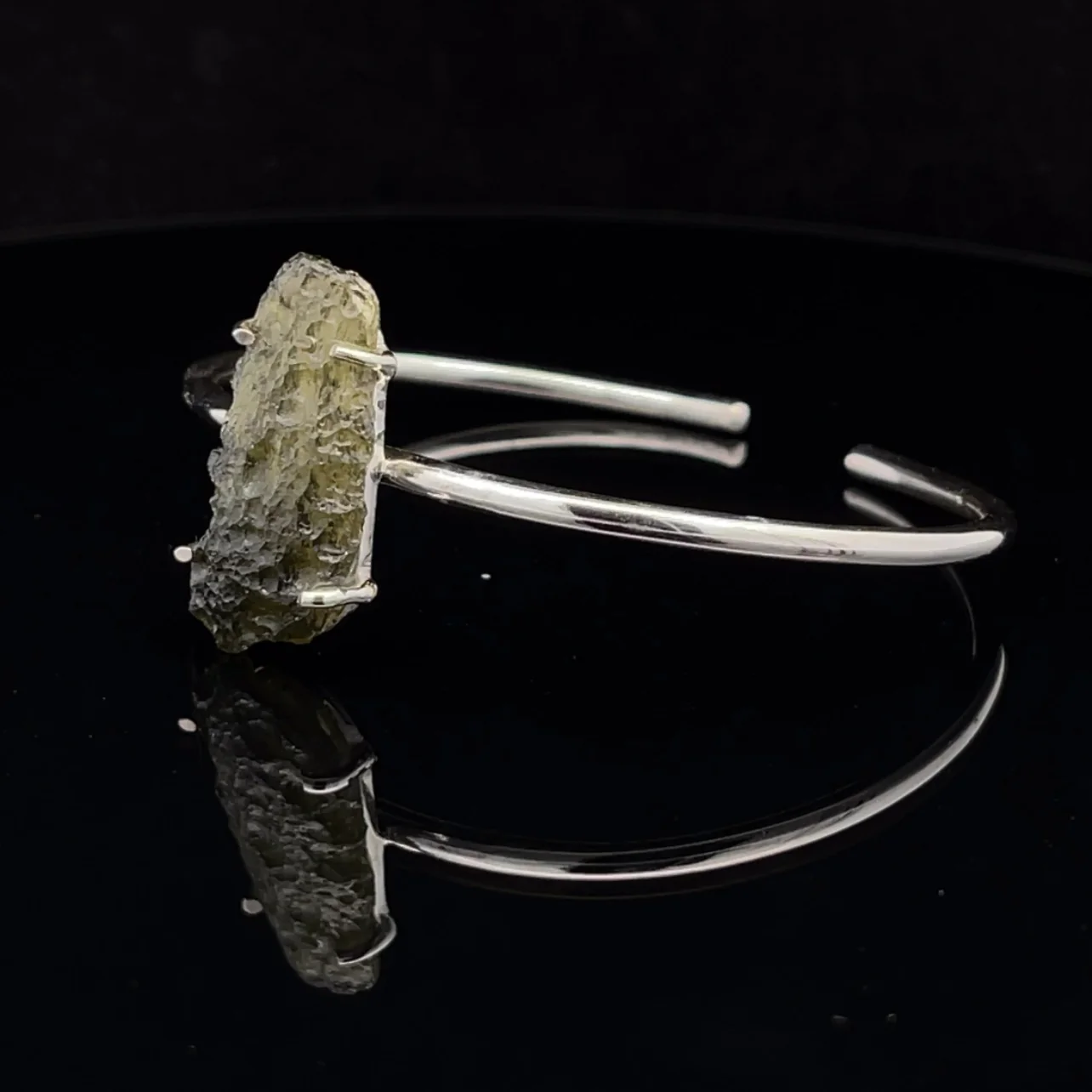 Sterling Silver Moldavite Cuff Bracelet - Image 3