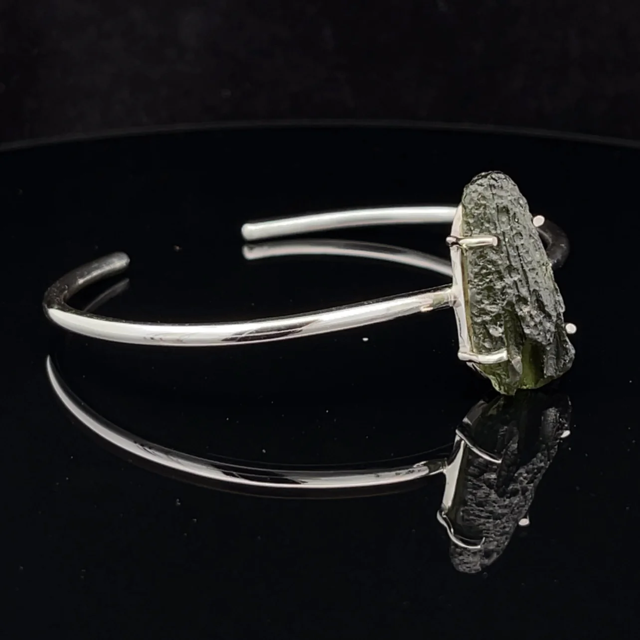 Sterling Silver Moldavite Cuff Bracelet - Image 2