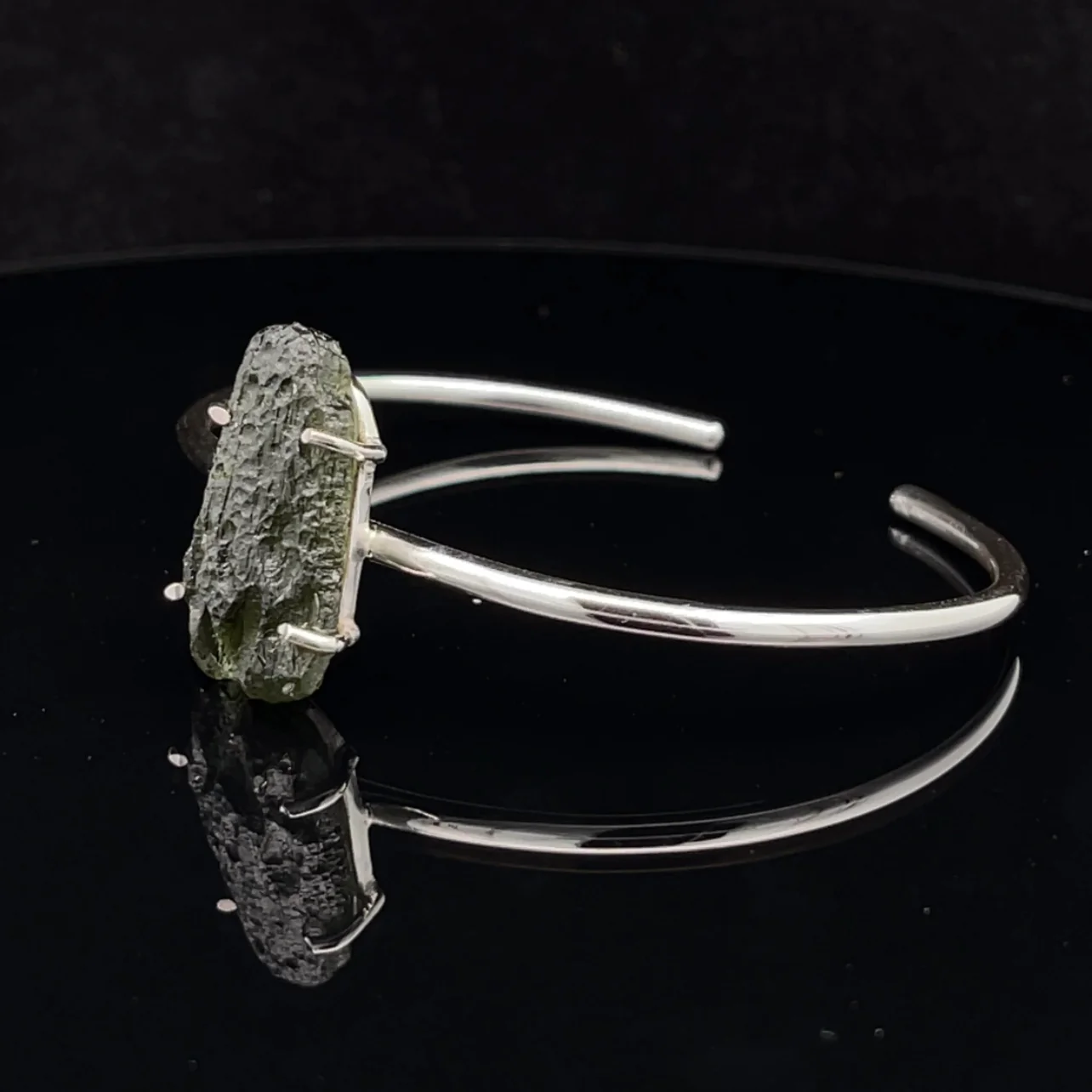 Sterling Silver Moldavite Cuff Bracelet - Image 3