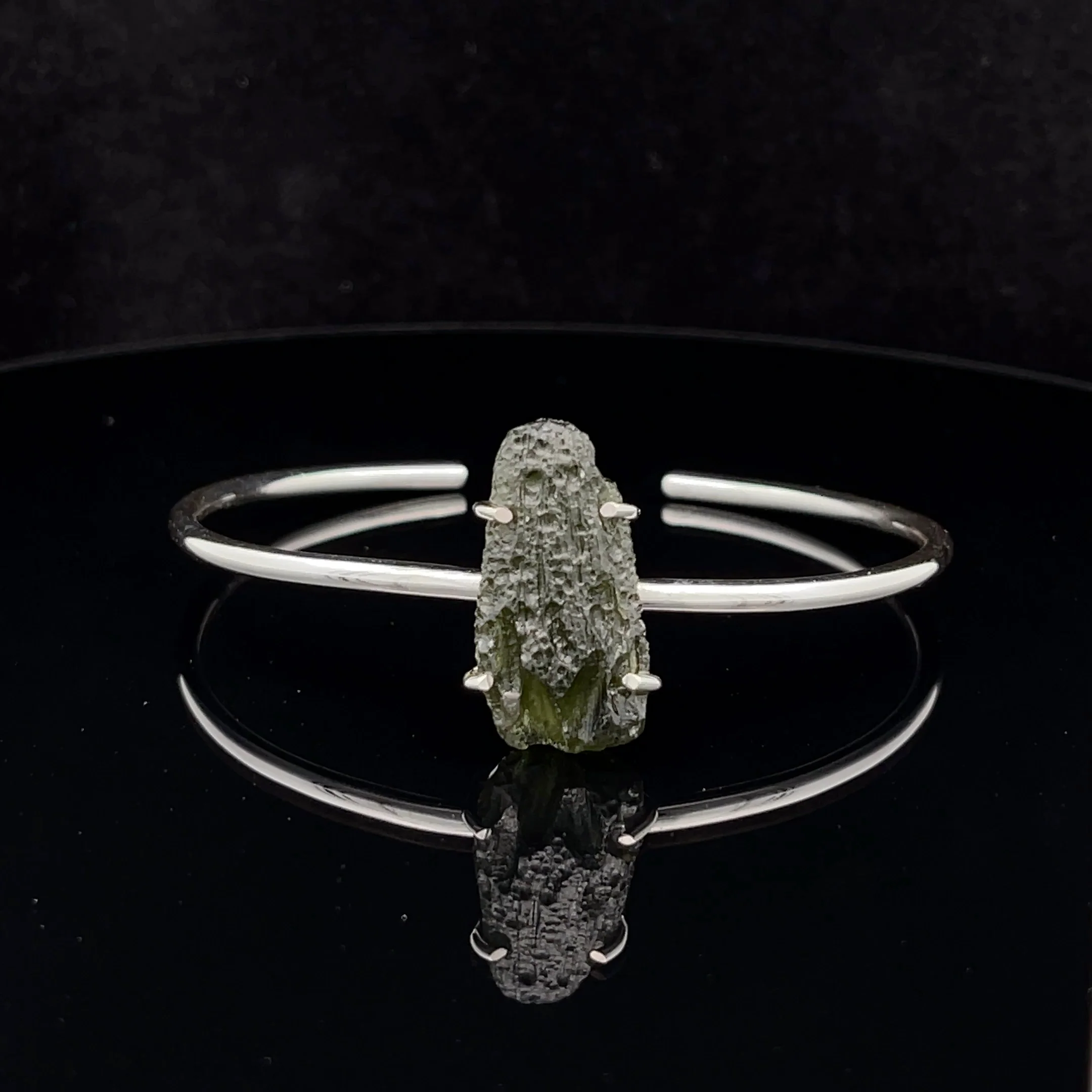 Sterling Silver Moldavite Cuff Bracelet - Image 4