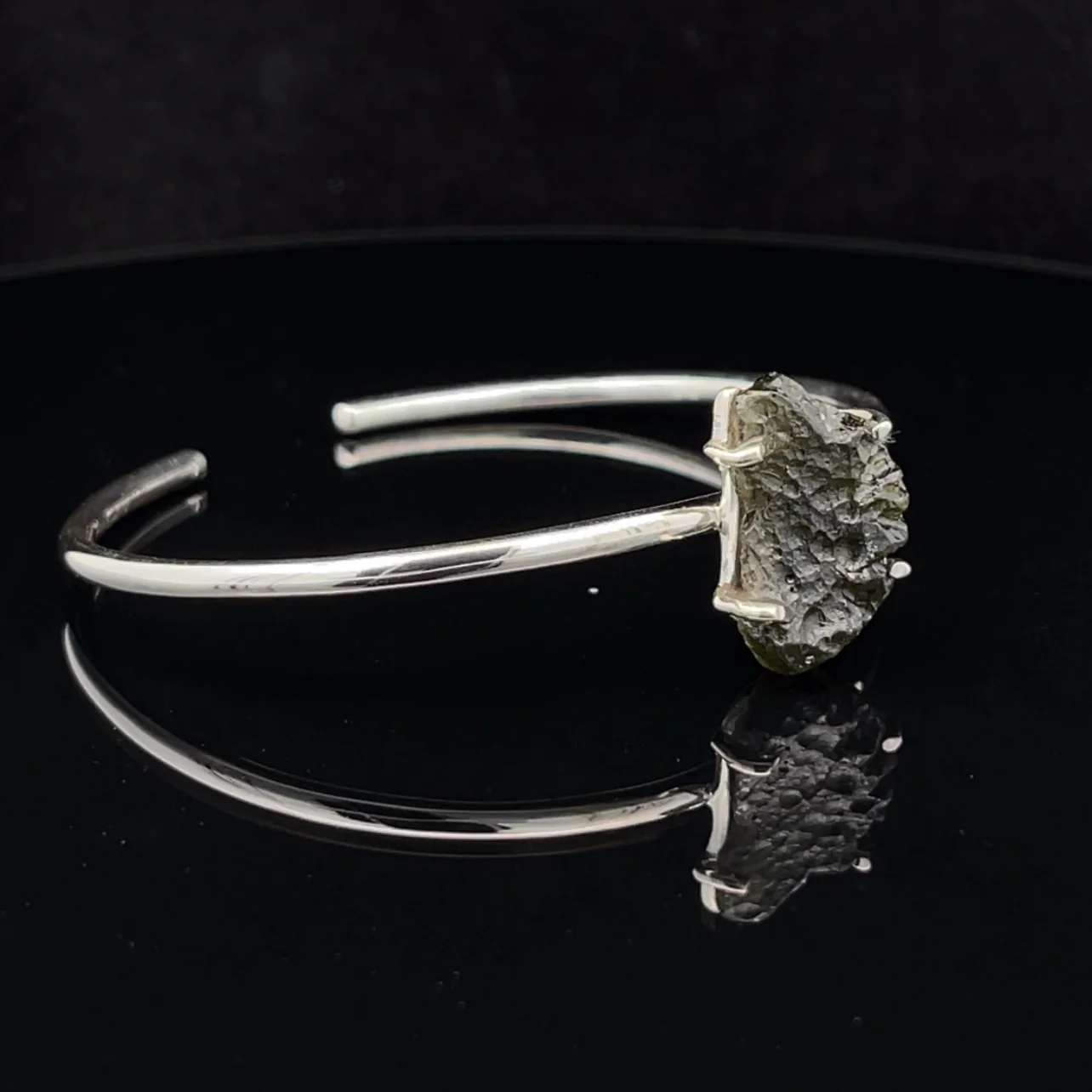 Sterling Silver Moldavite Cuff Bracelet - Image 2