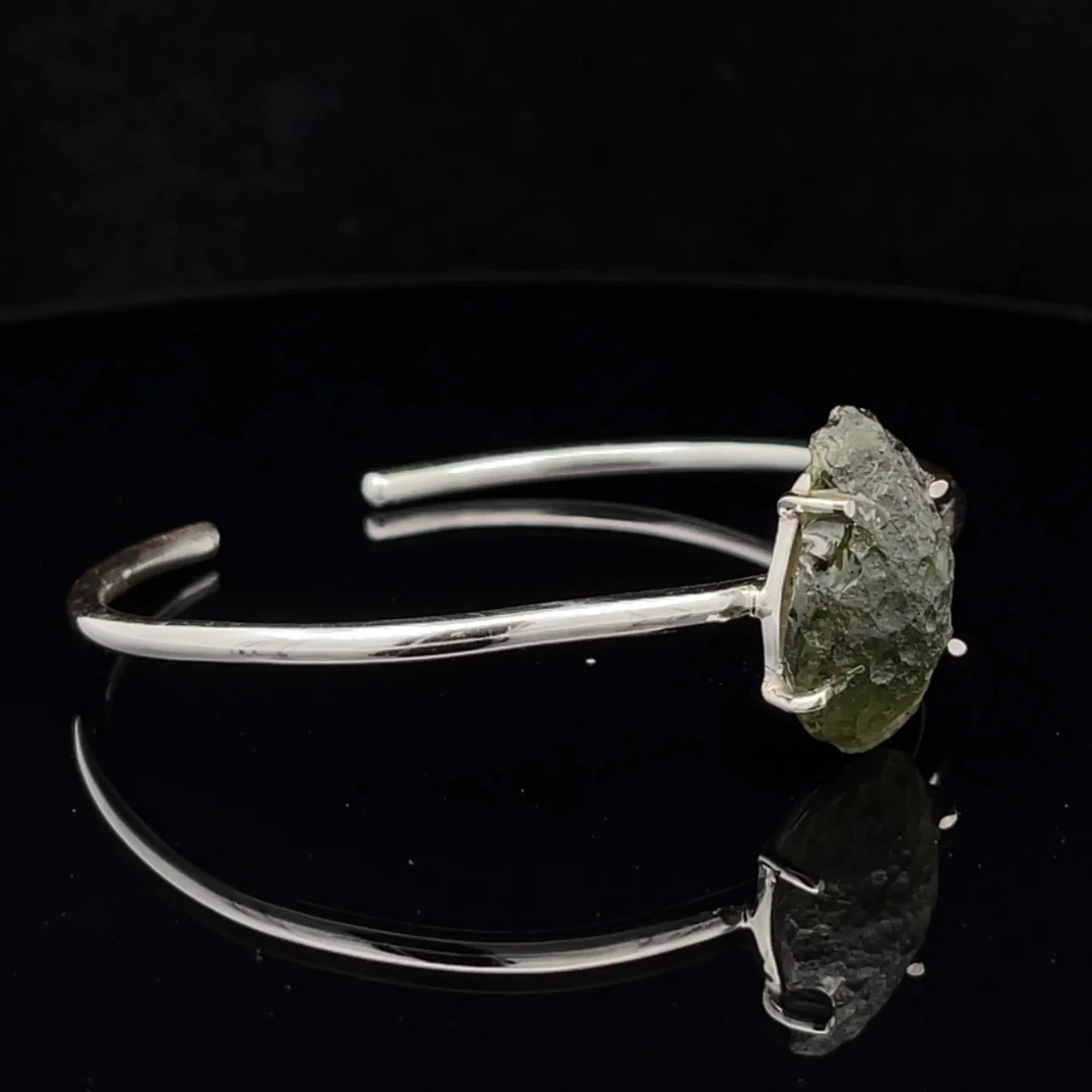 Sterling Silver Moldavite Cuff Bracelet - Image 2
