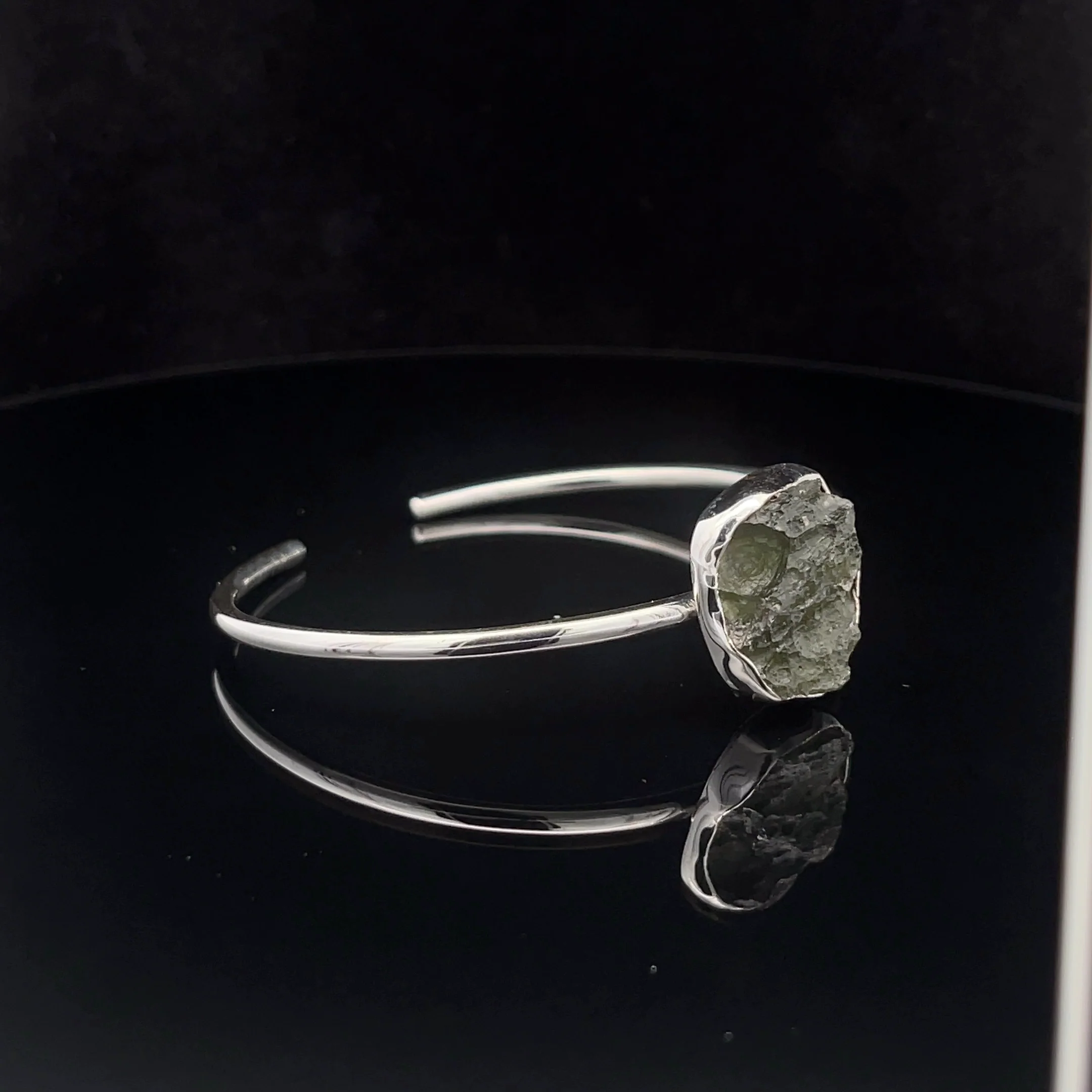 Sterling Silver Moldavite Cuff Bracelet - Image 2