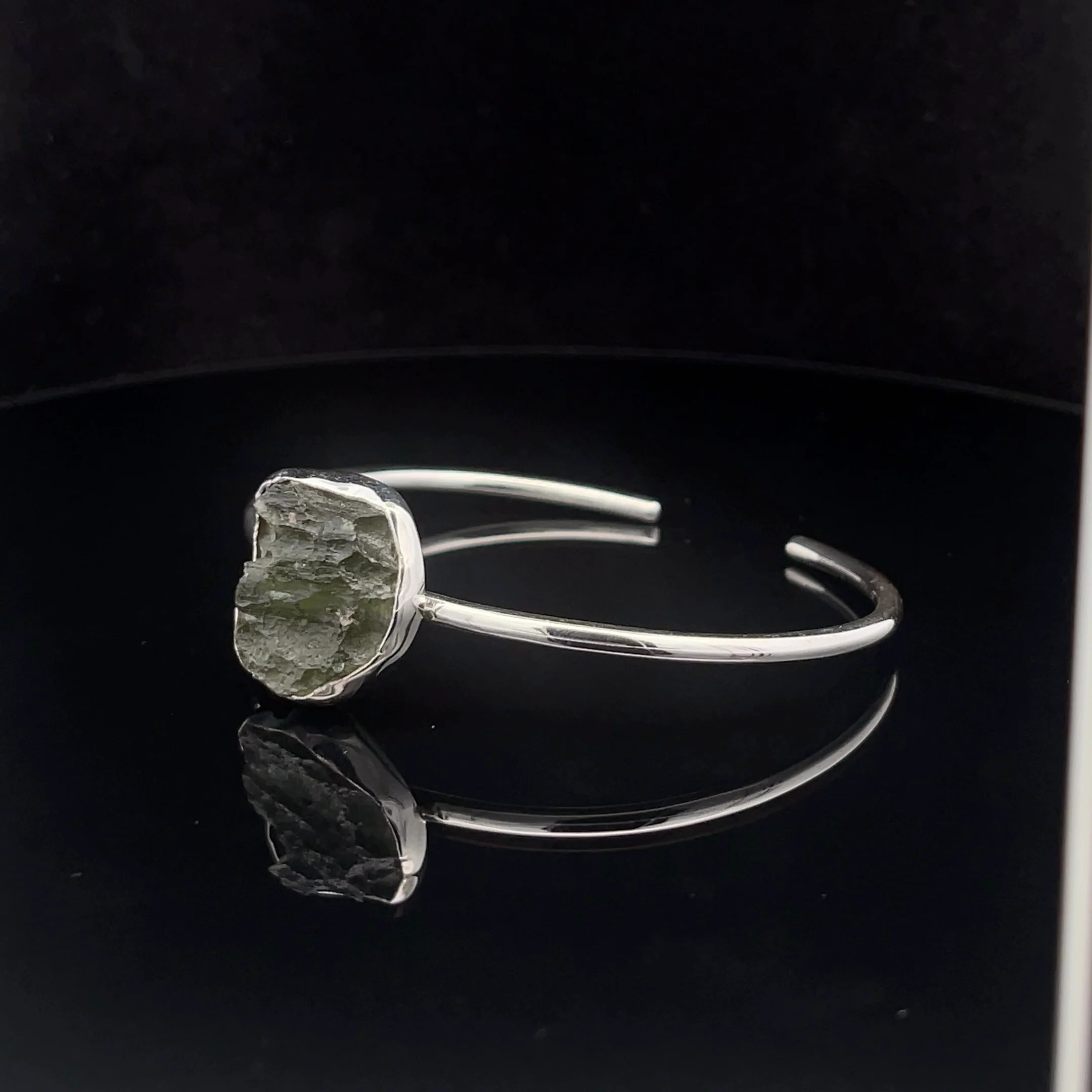 Sterling Silver Moldavite Cuff Bracelet - Image 3