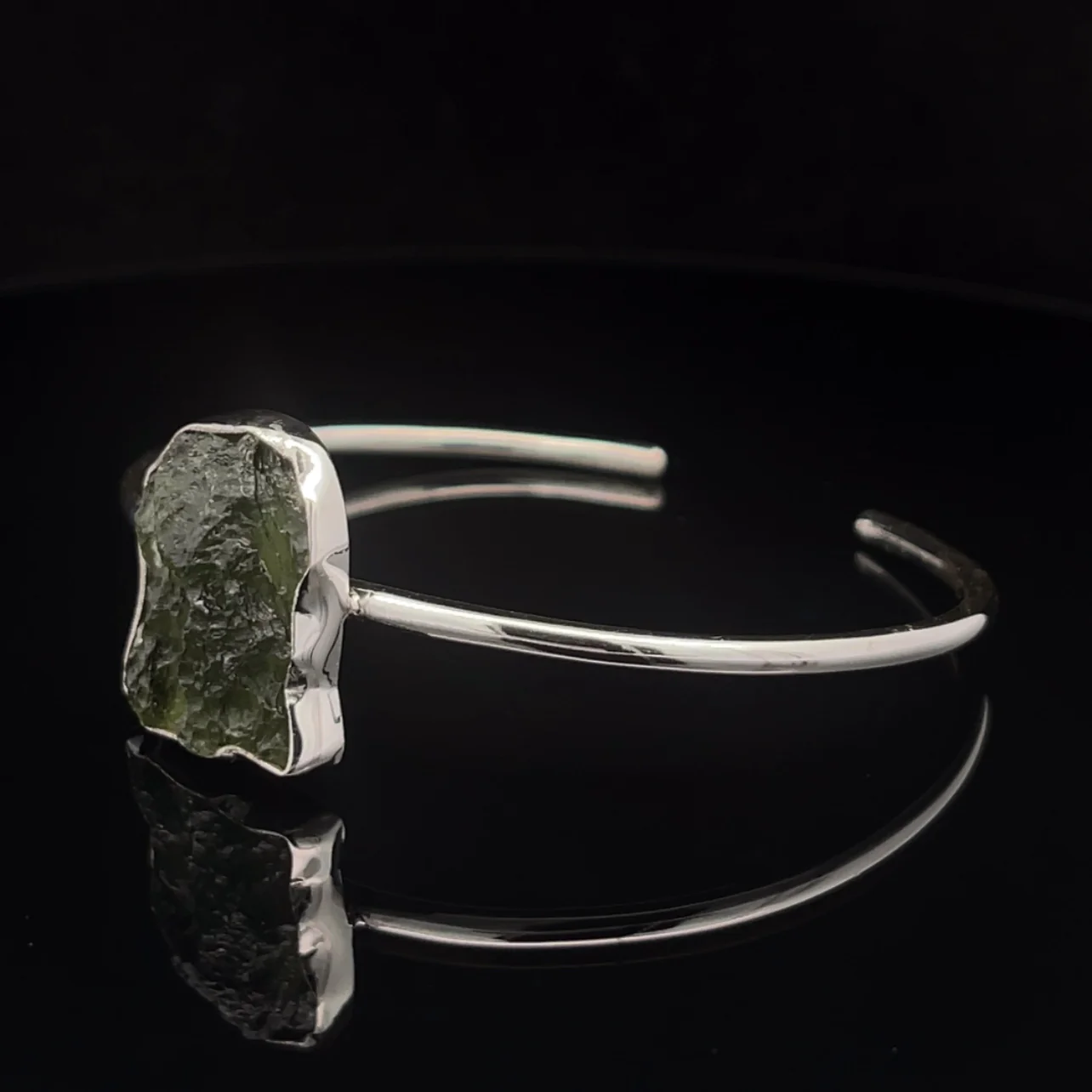 Sterling Silver Moldavite Cuff Bracelet - Image 3