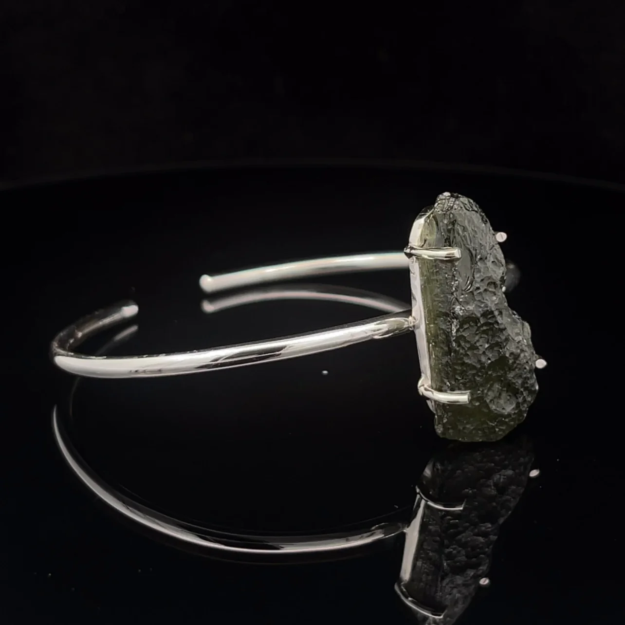Sterling Silver Moldavite Cuff Bracelet - Image 2