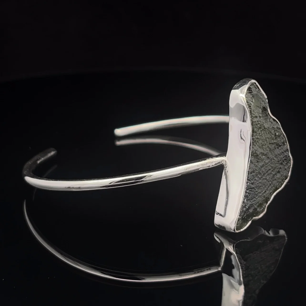 Sterling Silver Moldavite Cuff Bracelet - Image 2