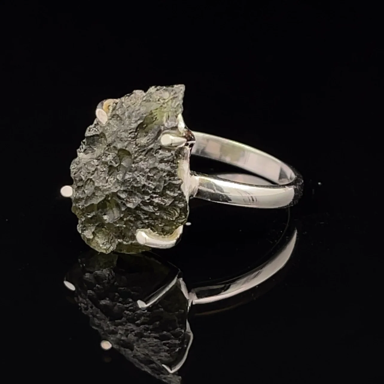 Sterling Silver Moldavite Ring Size 7 - Image 3