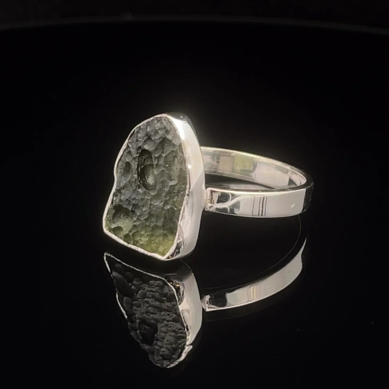 Sterling Silver Moldavite Ring Size 12 - Image 3