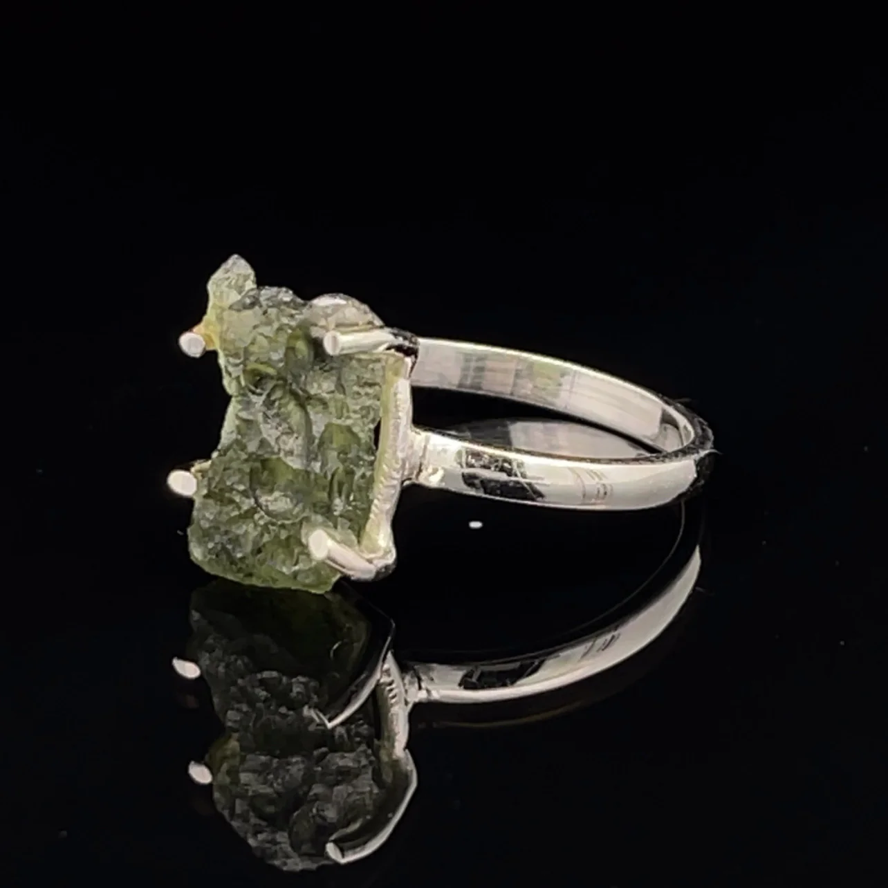Sterling Silver Moldavite Ring Size 7 - Image 3