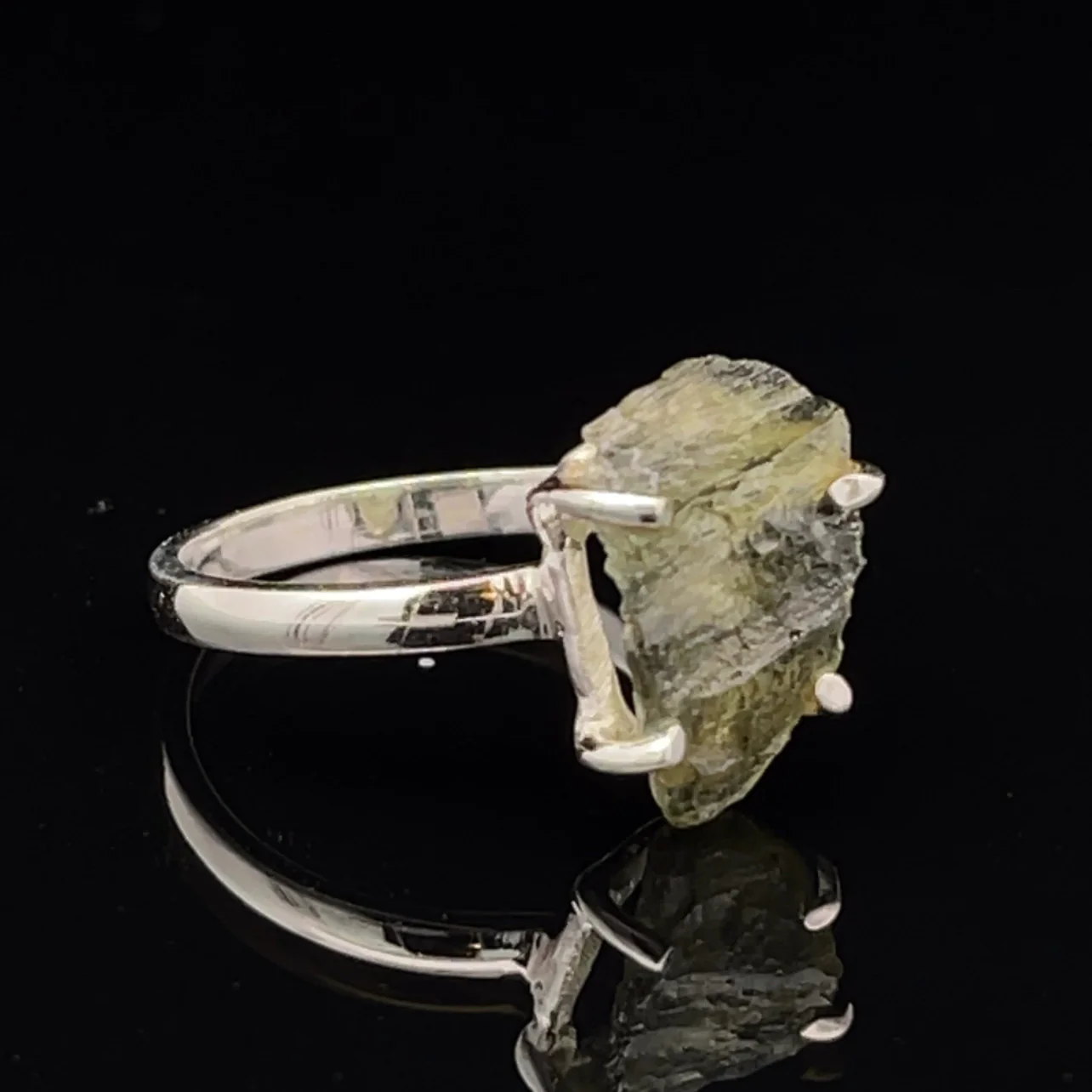 Sterling Silver Moldavite Ring Size 7 - Image 2