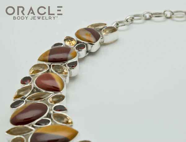Sterling Silver Mookaite Necklace with Citrine and Garnet Accents - Image 5