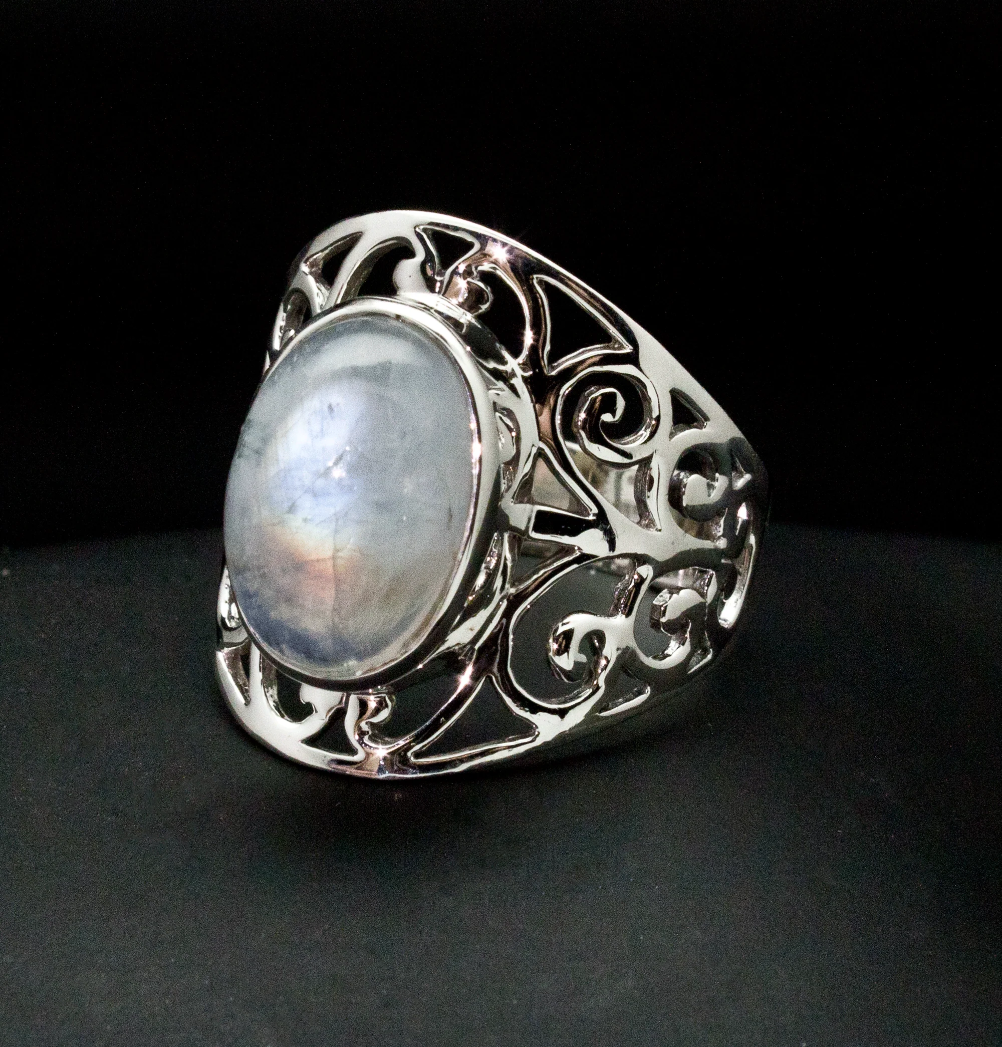 Sterling Silver Moonstone Ring Size 10 - Image 2