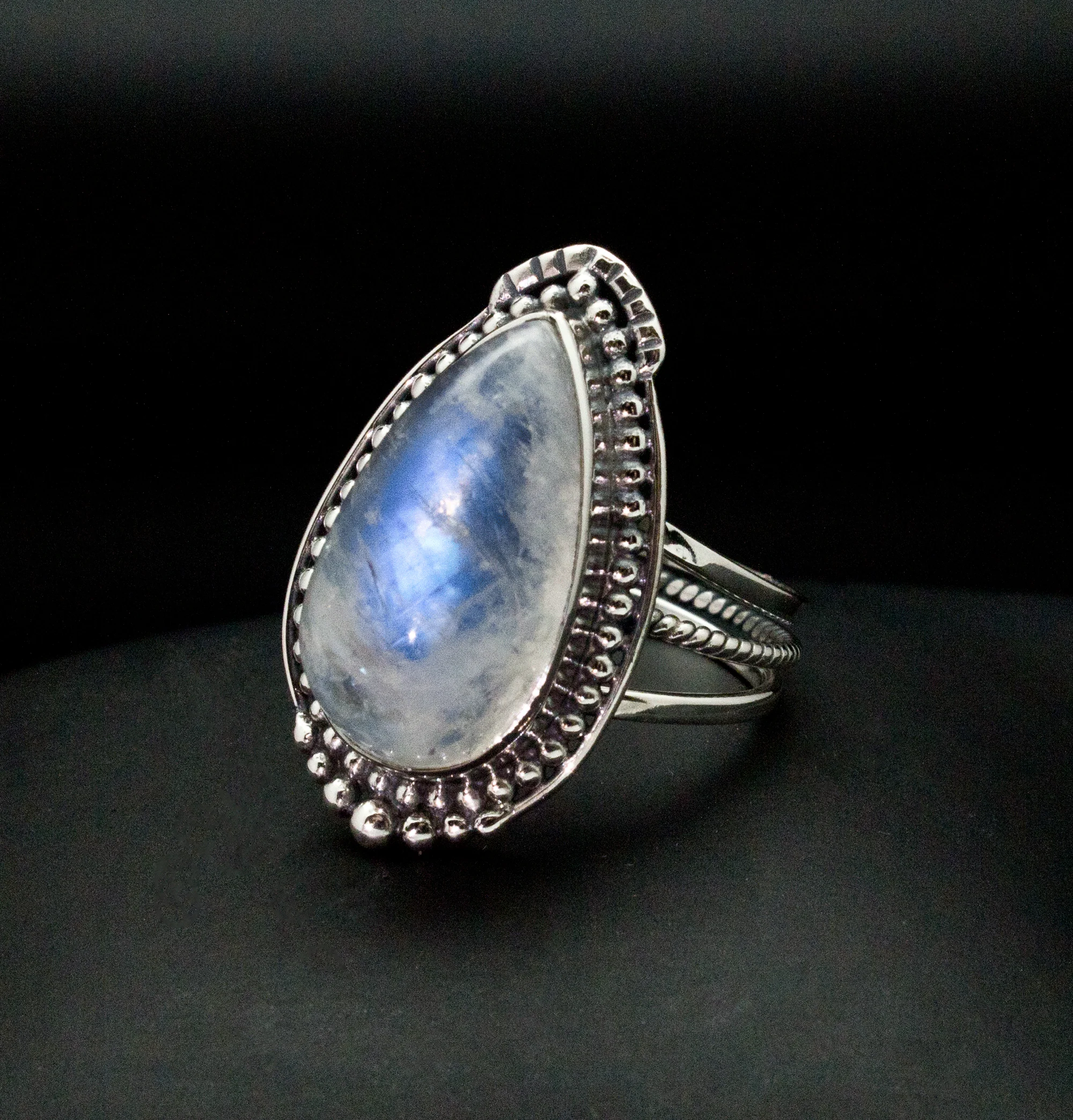 Sterling Silver Moonstone Ring Size 9.5 - Image 2