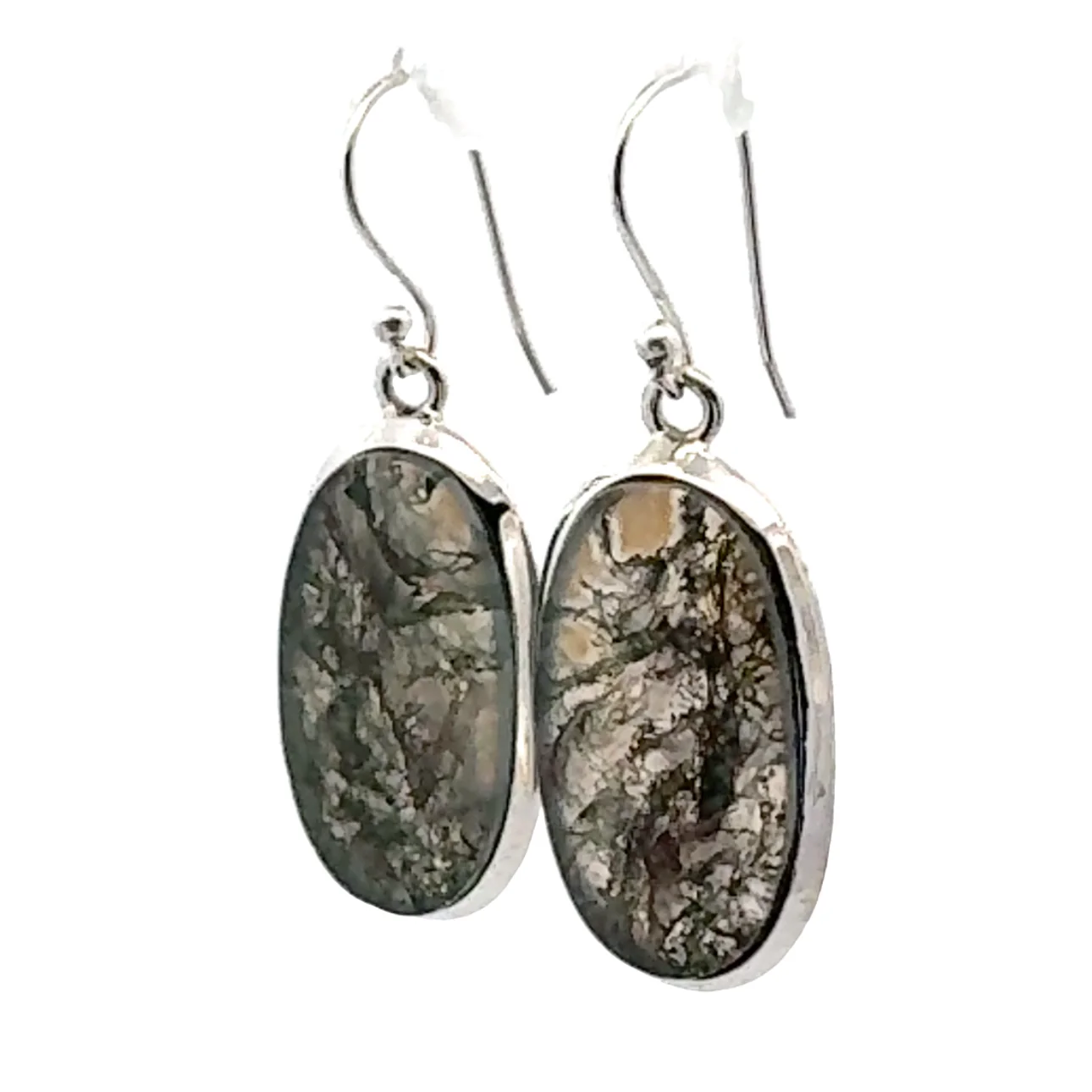 Sterling Silver Moss Agate Earrings - Image 3