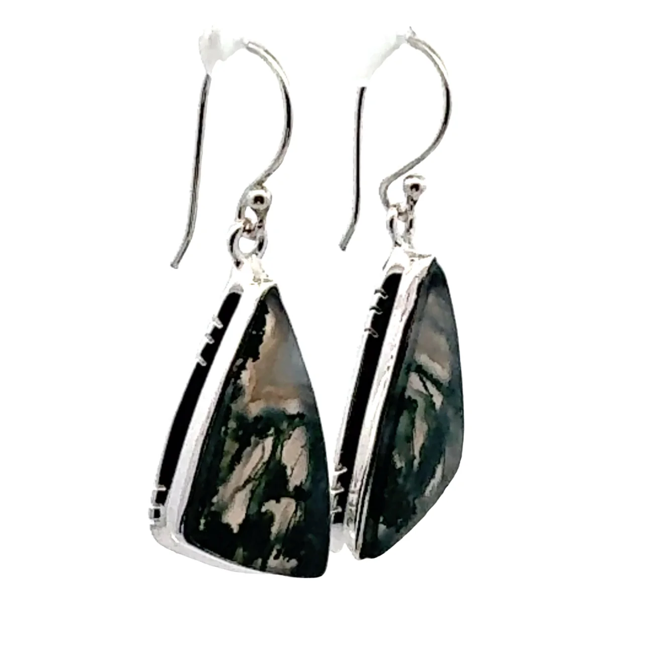 Sterling Silver Moss Agate Earrings - Image 2