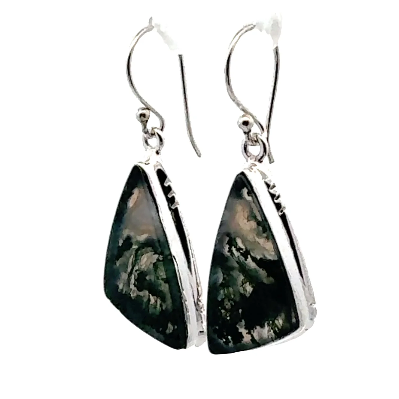 Sterling Silver Moss Agate Earrings - Image 3