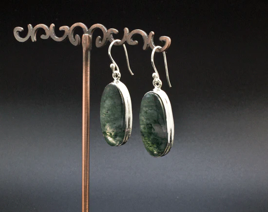 Sterling Silver Moss Agate Earrings - Image 2