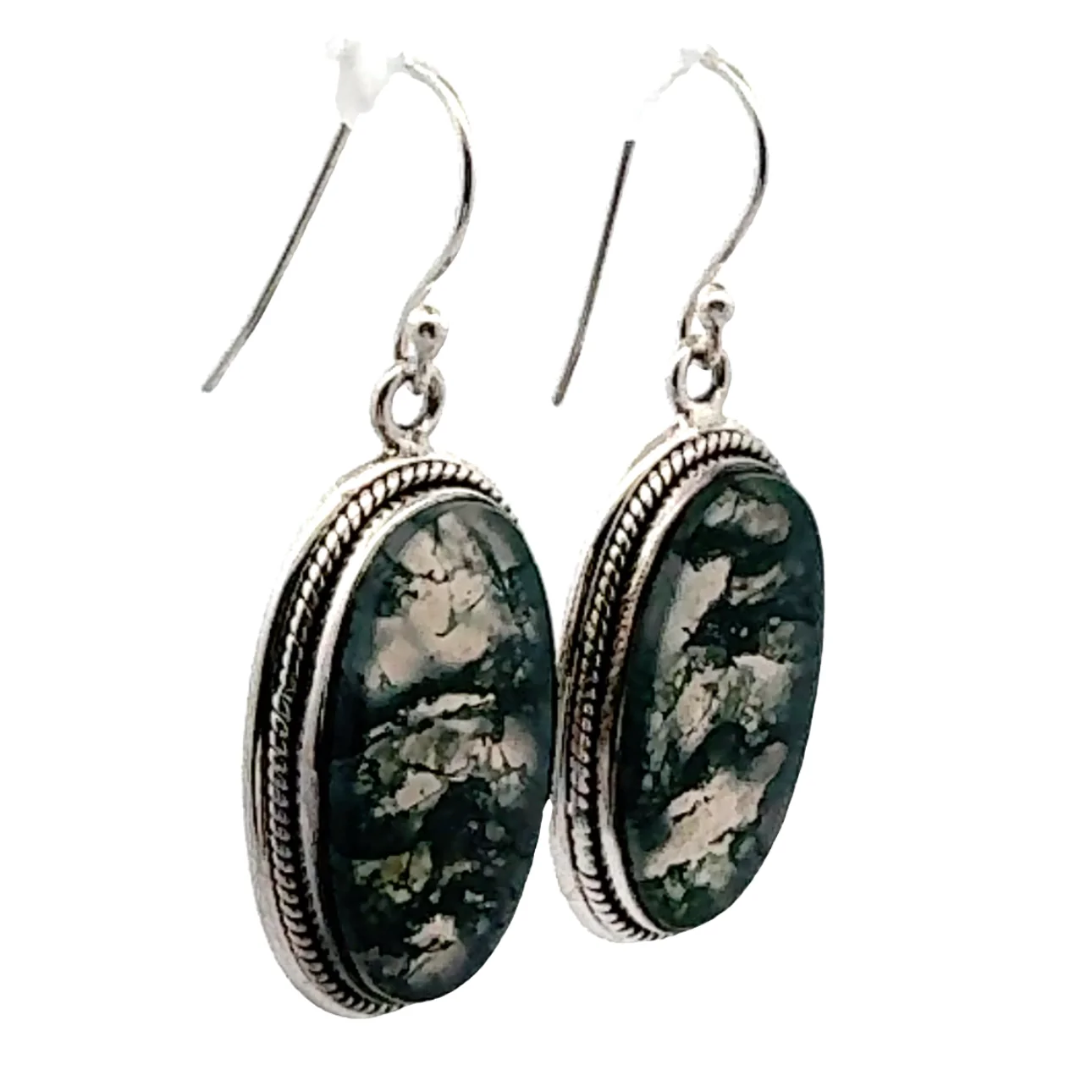 Sterling Silver Moss Agate Earrings - Image 2