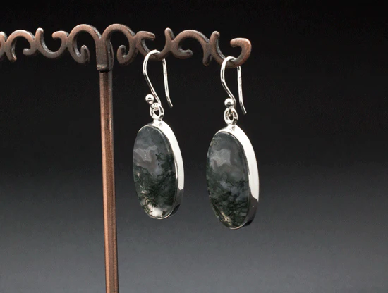 Sterling Silver Moss Agate Earrings - Image 2
