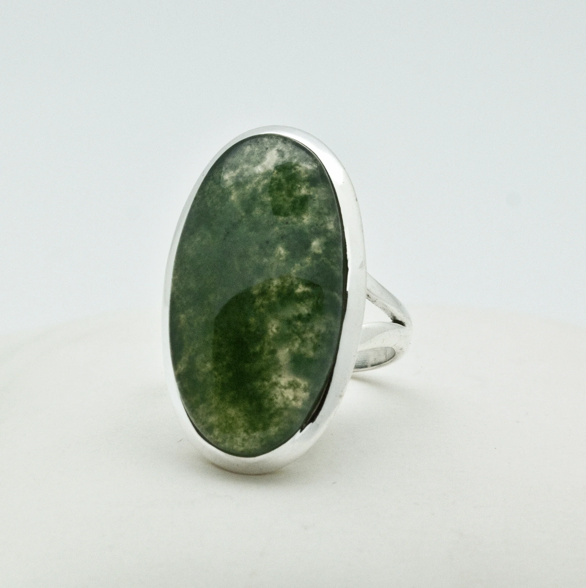 Sterling Silver Moss Agate Ring Size 7 - Image 2
