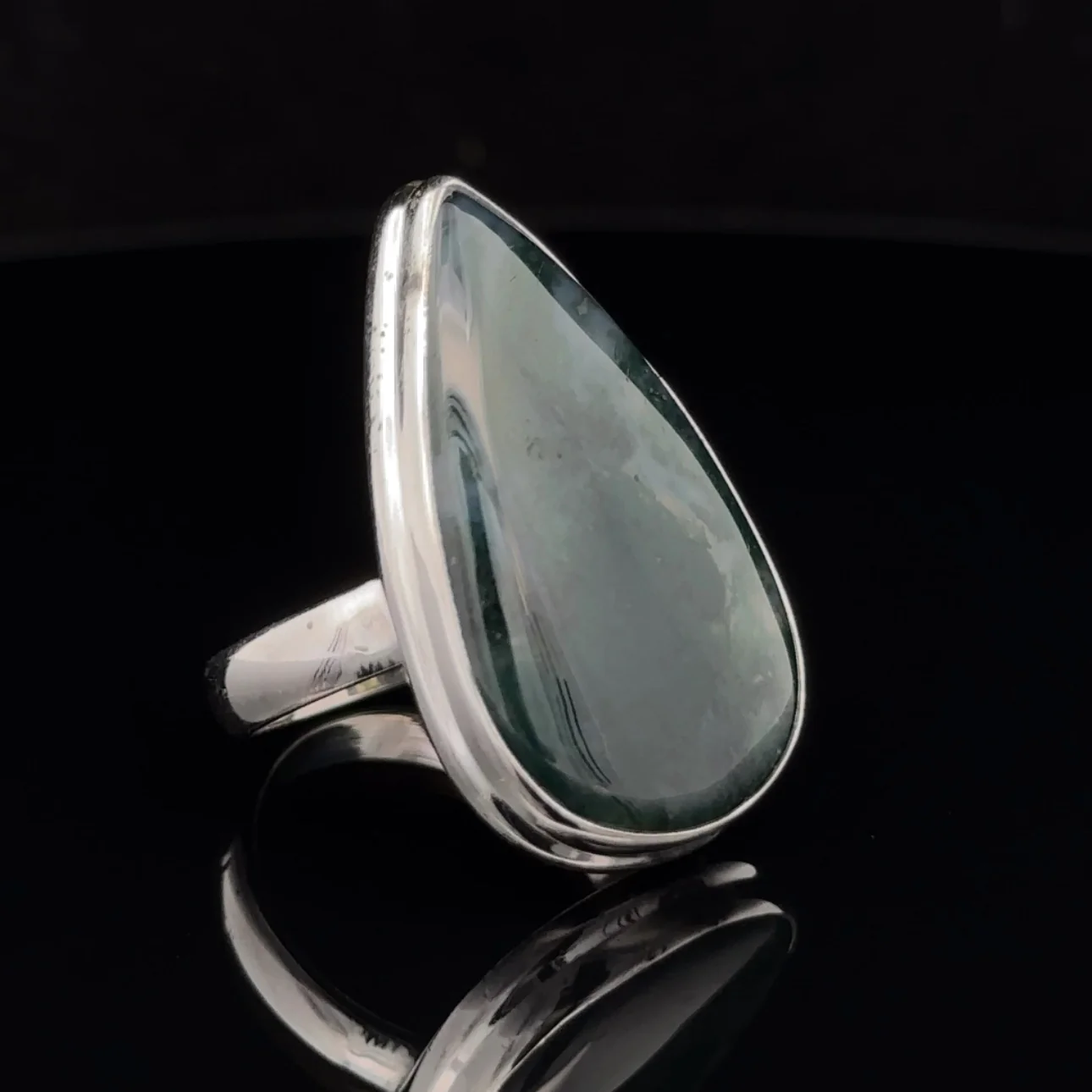Sterling Silver Moss Agate Ring Size 7 - Image 2