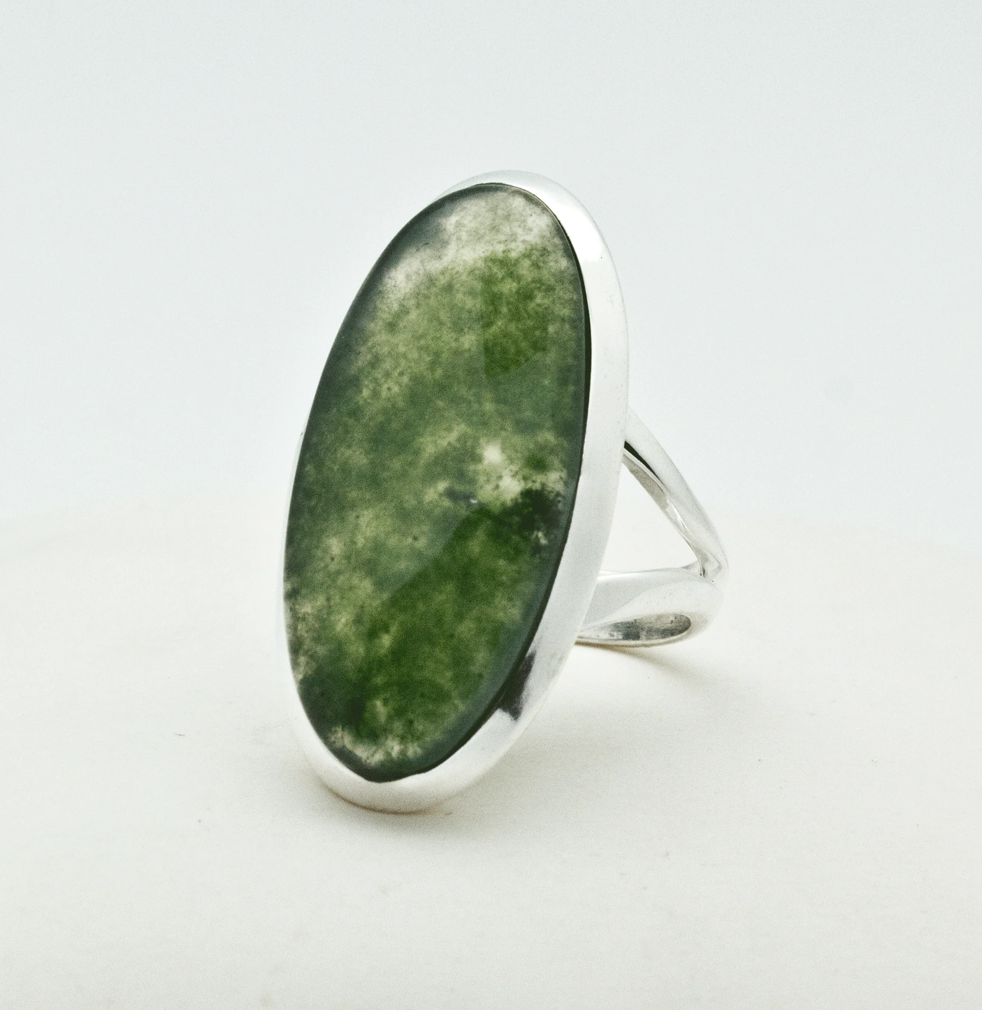 Sterling Silver Moss Agate Ring Size 6 - Image 2