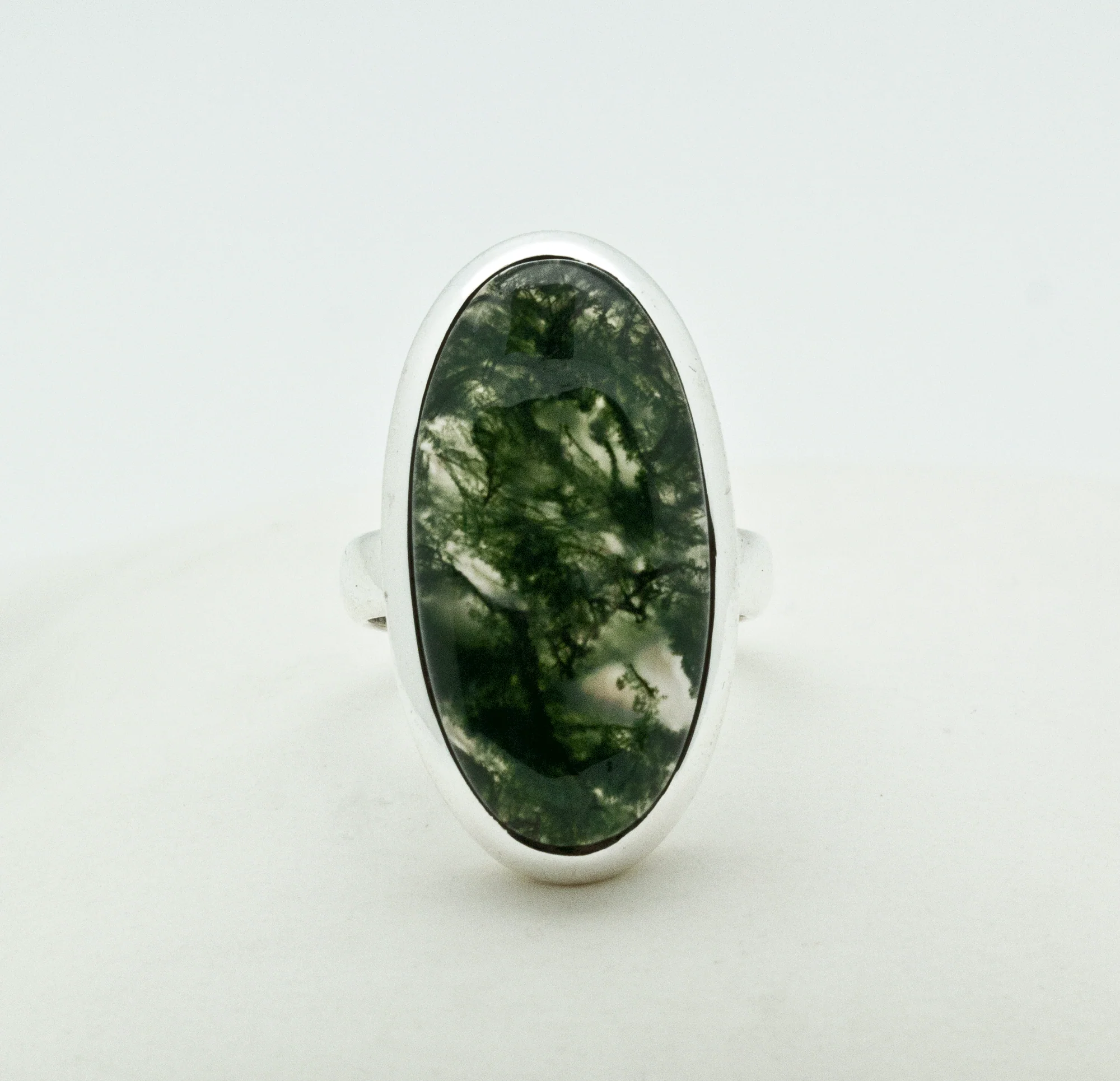 Sterling Silver Moss Agate Ring Size 5 - Image 2