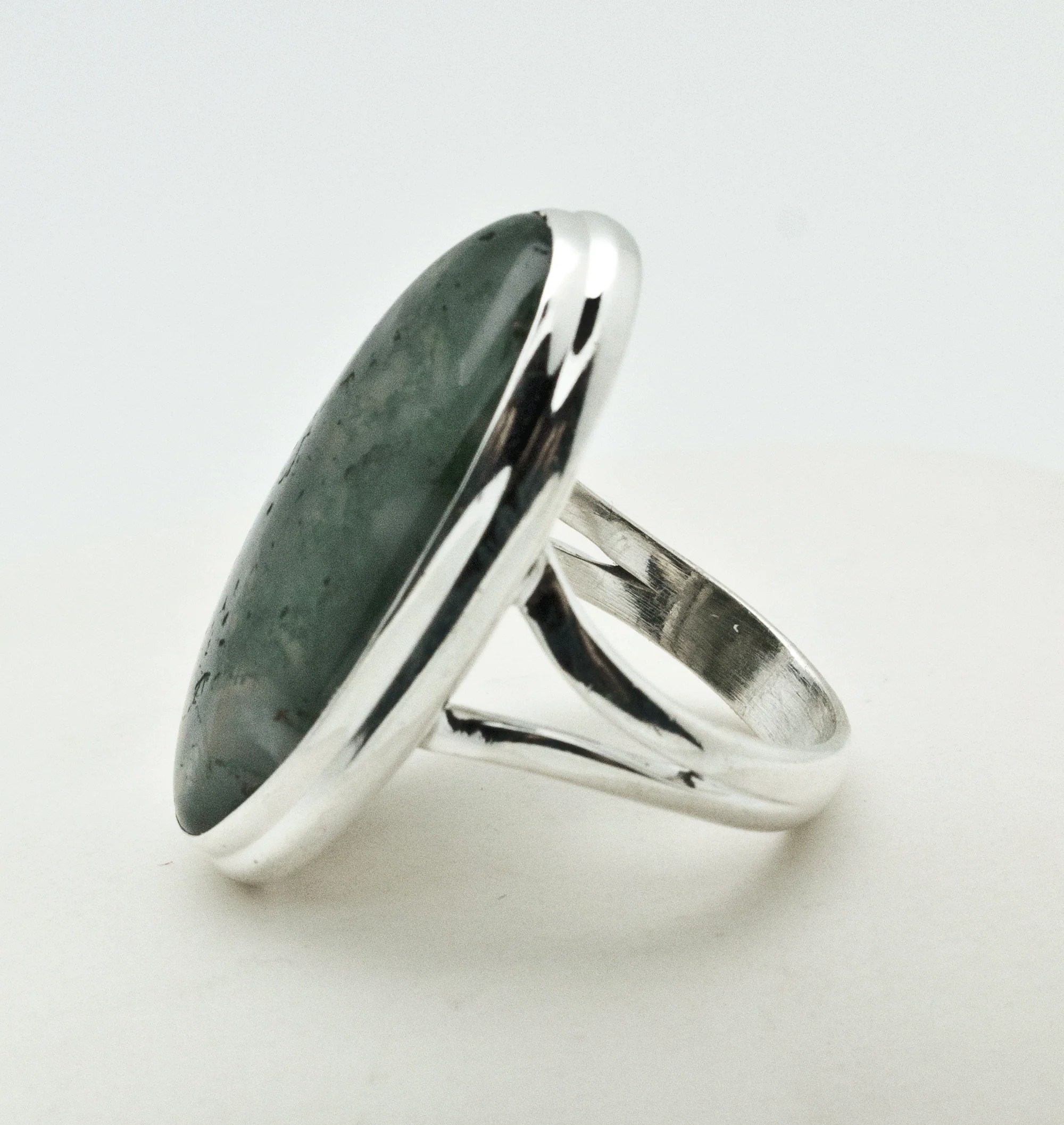 Sterling Silver Moss Agate Rings Size 7 - Image 3