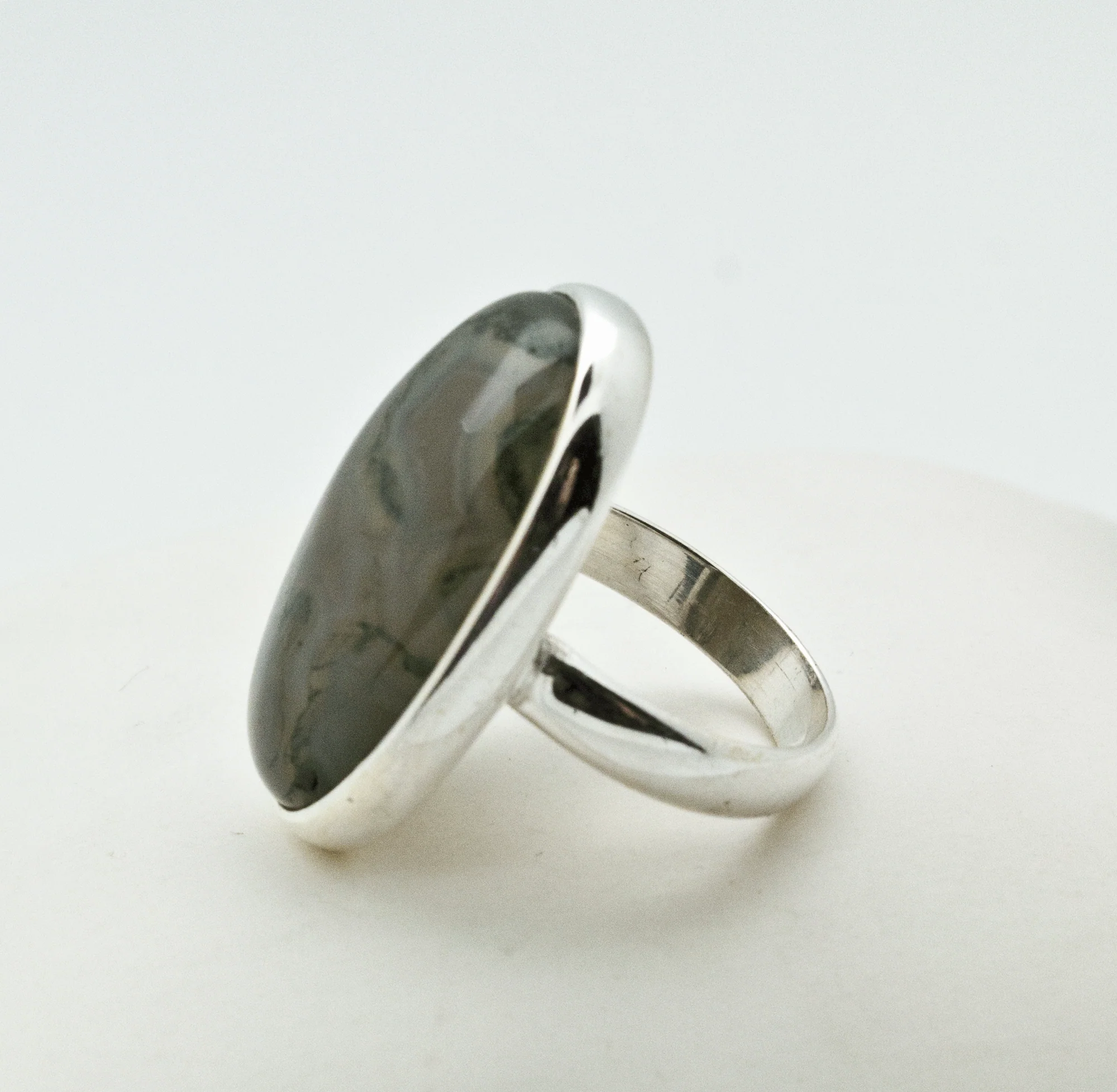 Sterling Silver Moss Agate Size 6.5 - Image 3