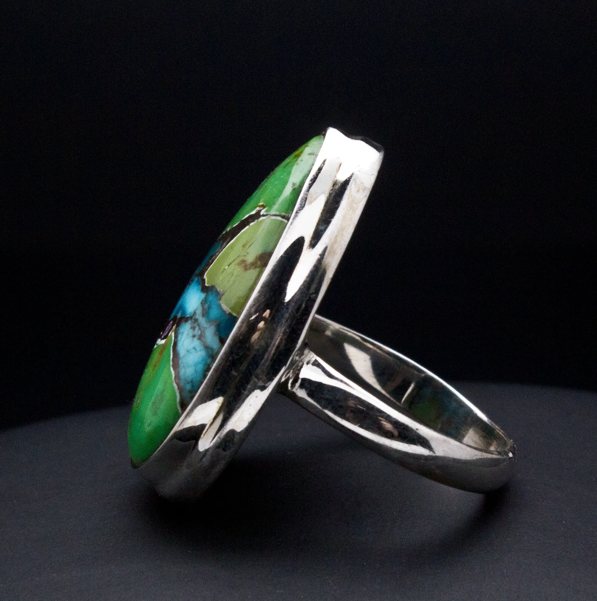 Sterling Silver Multi Color Turquoise Ring Size 7 - Image 3
