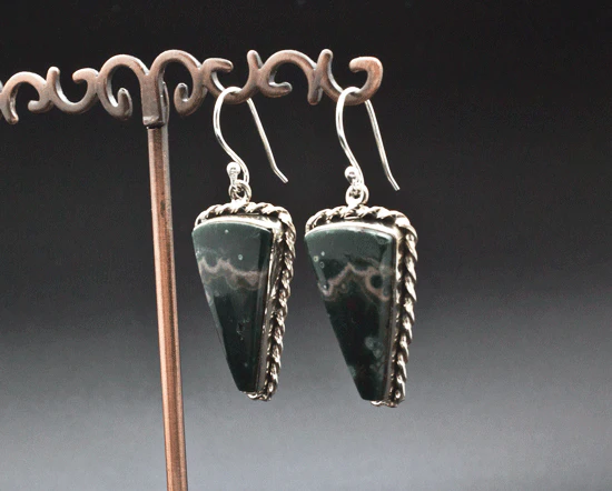 Sterling Silver Ocean Jasper Earrings - Image 2