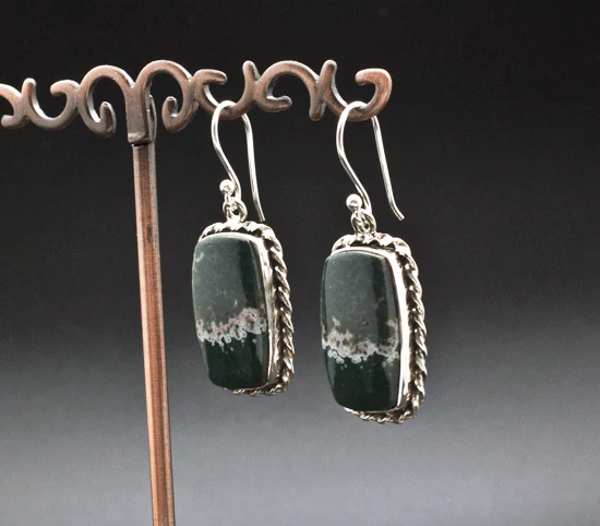 Sterling Silver Ocean Jasper Earrings - Image 2