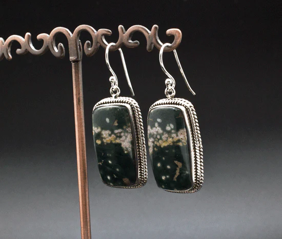 Sterling Silver Ocean Jasper Earrings - Image 2