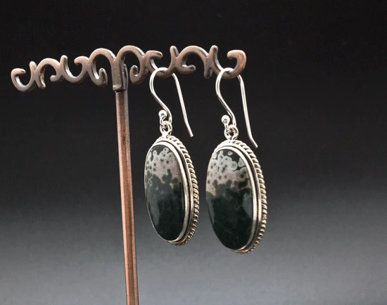 Sterling Silver Ocean Jasper Earrings - Image 2