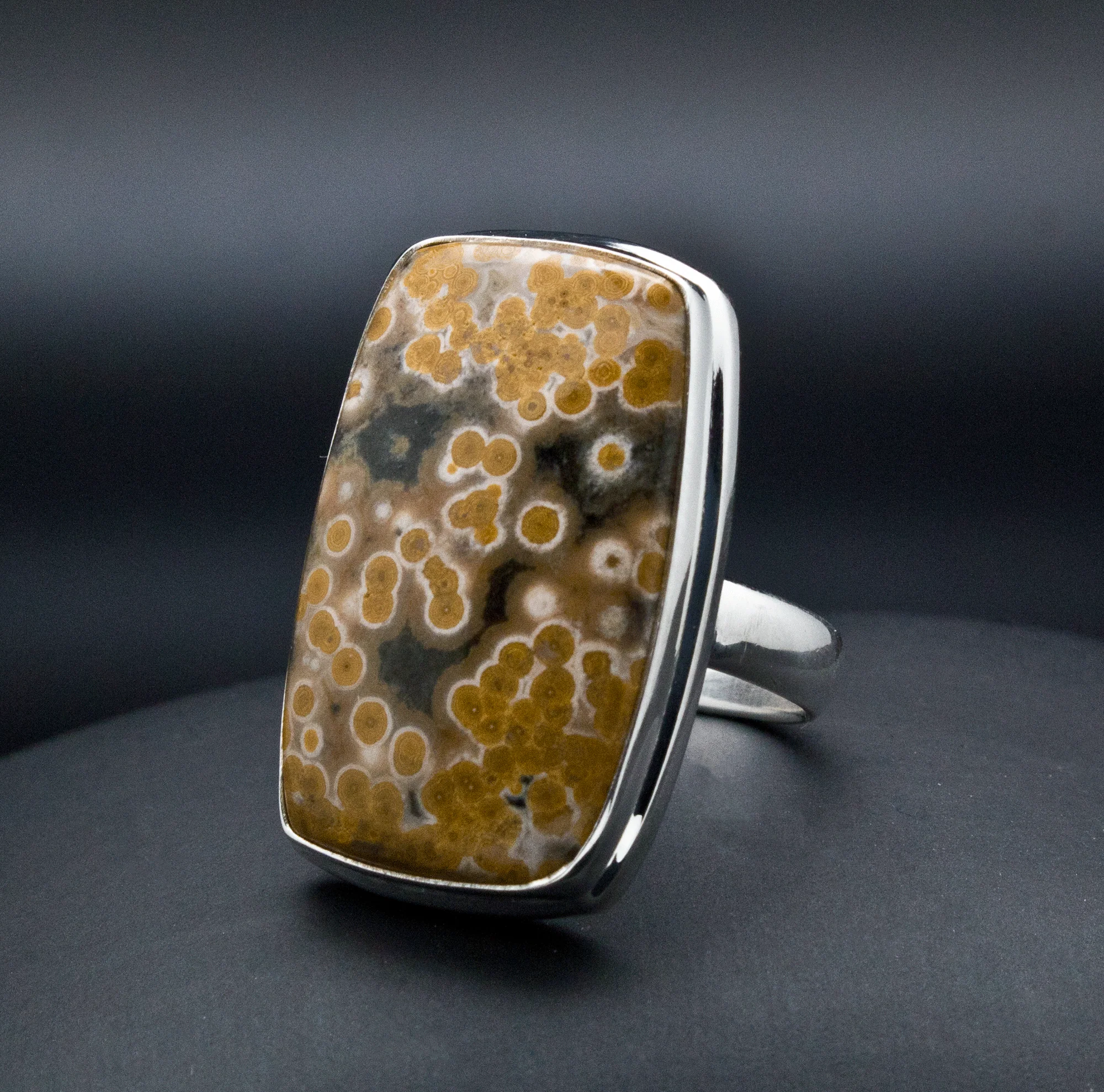 Sterling Silver Ocean Jasper Ring Size 7 - Image 2