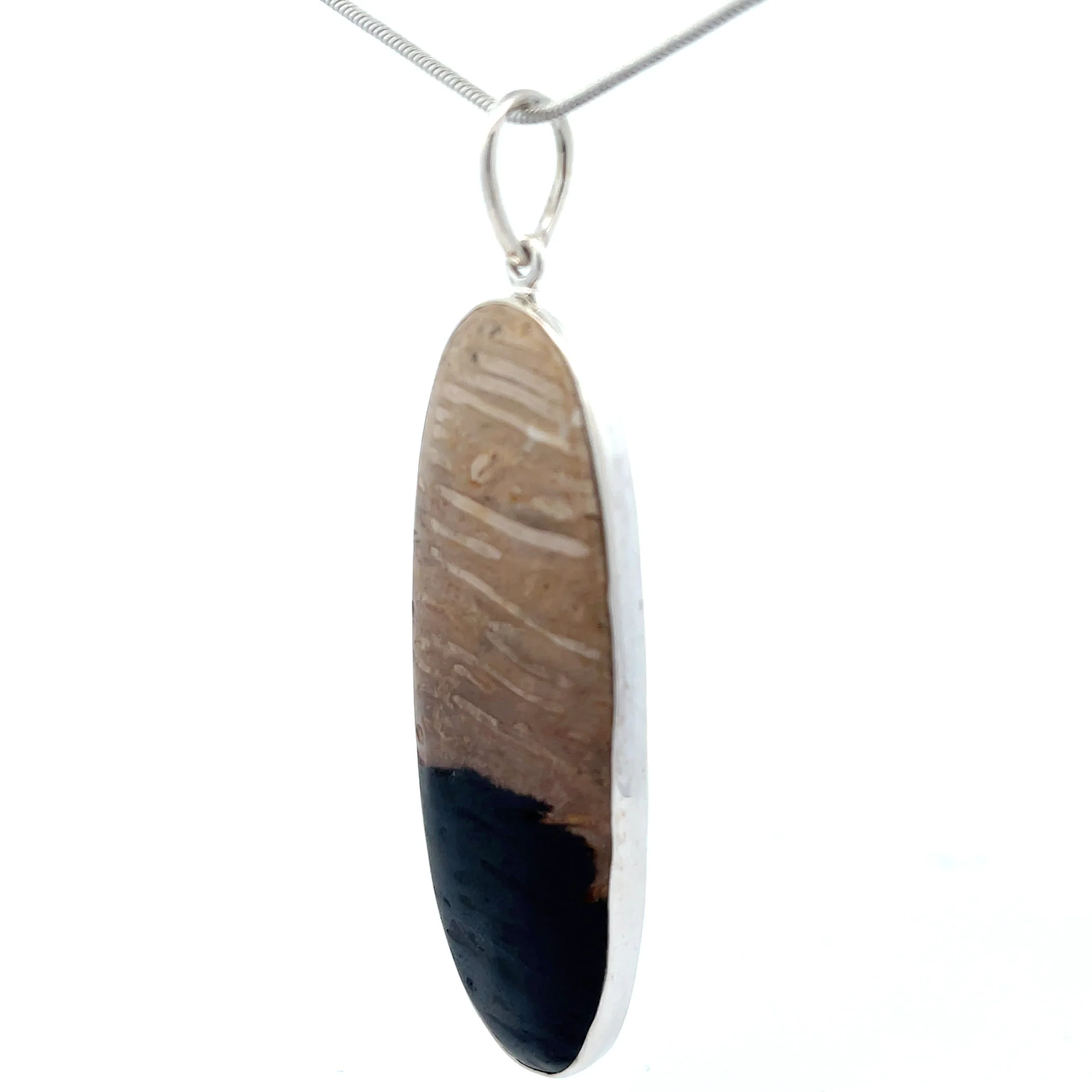 Sterling Silver Petrified Palm Wood Pendant - Image 3