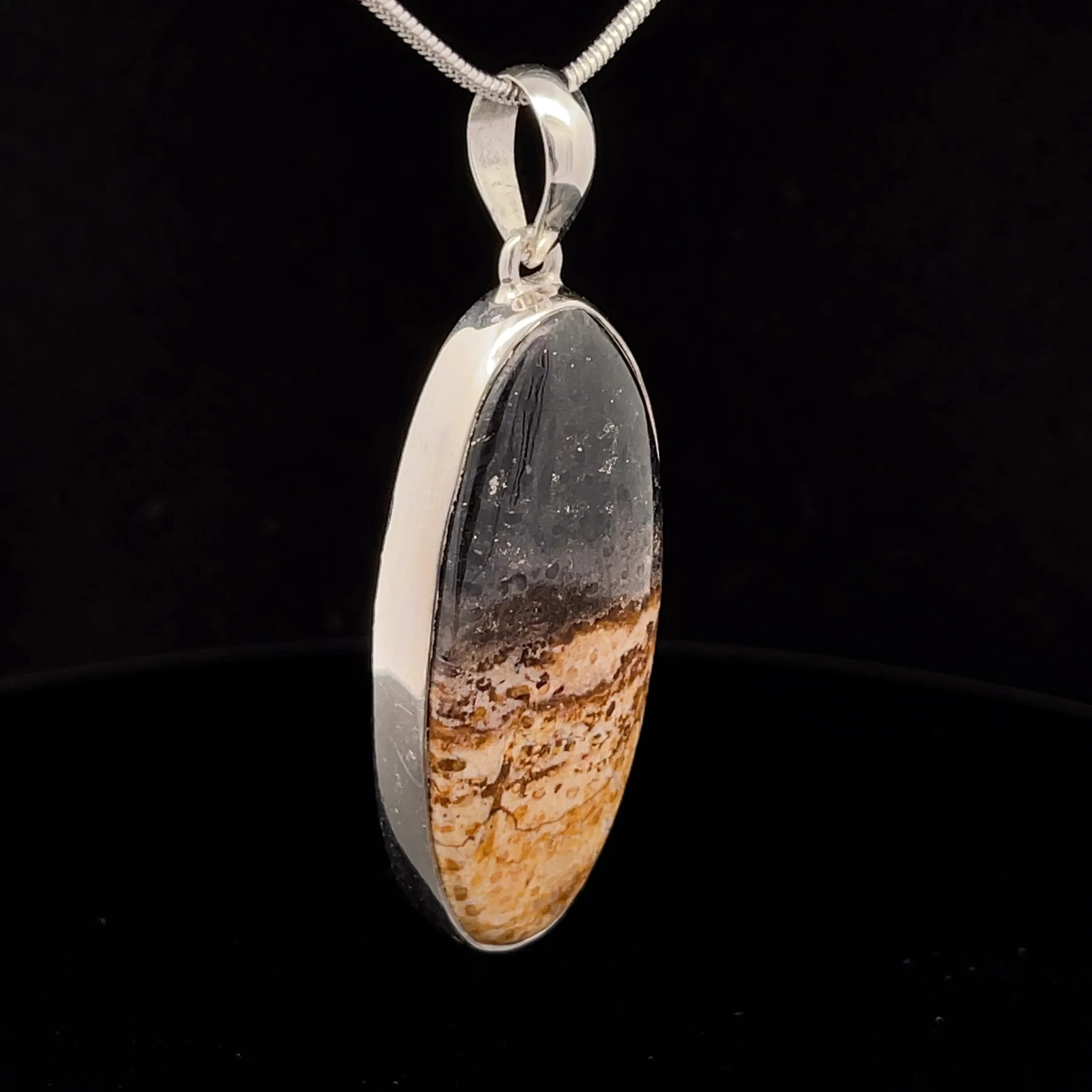 Sterling Silver Petrified Palm Wood Pendant - Image 2