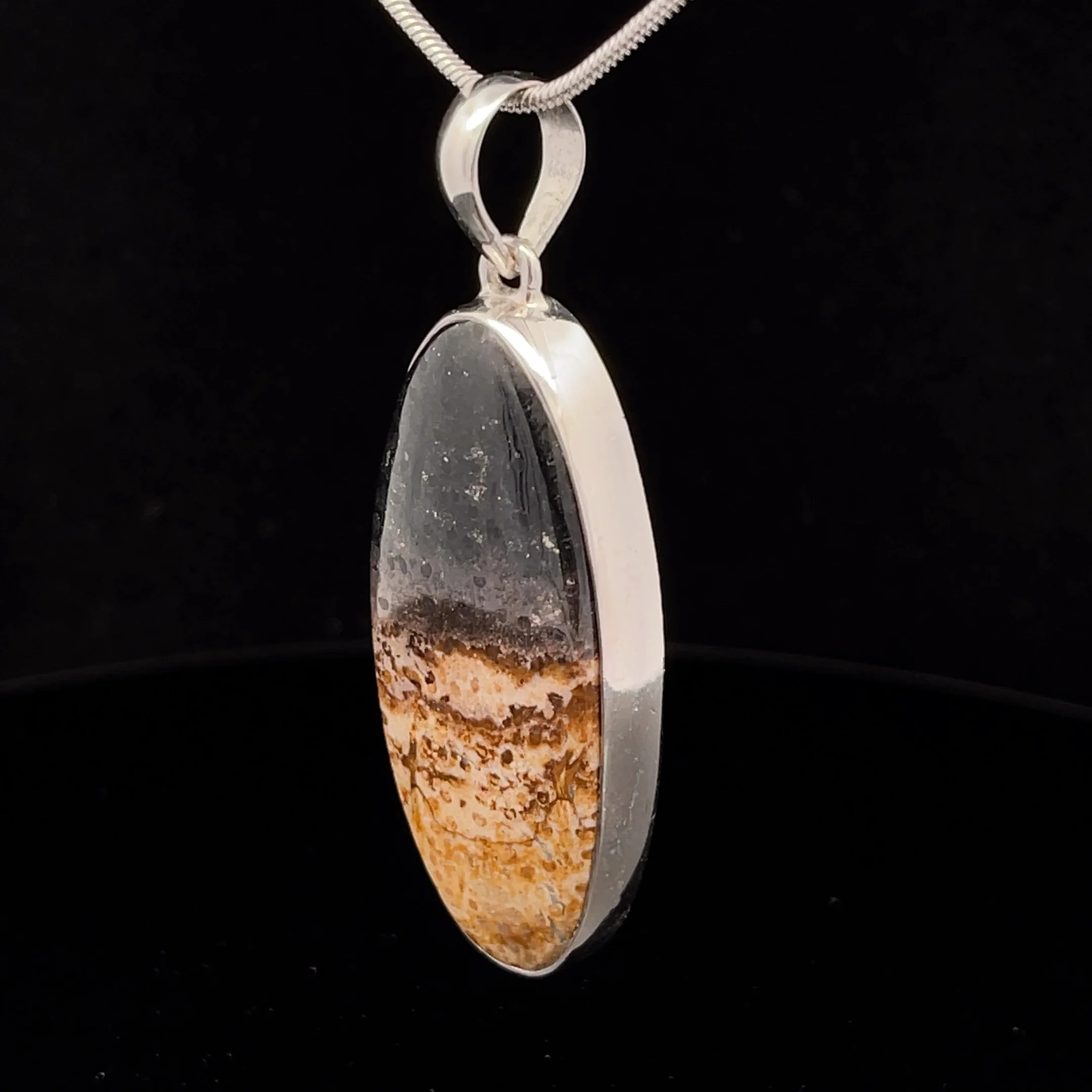 Sterling Silver Petrified Palm Wood Pendant - Image 3
