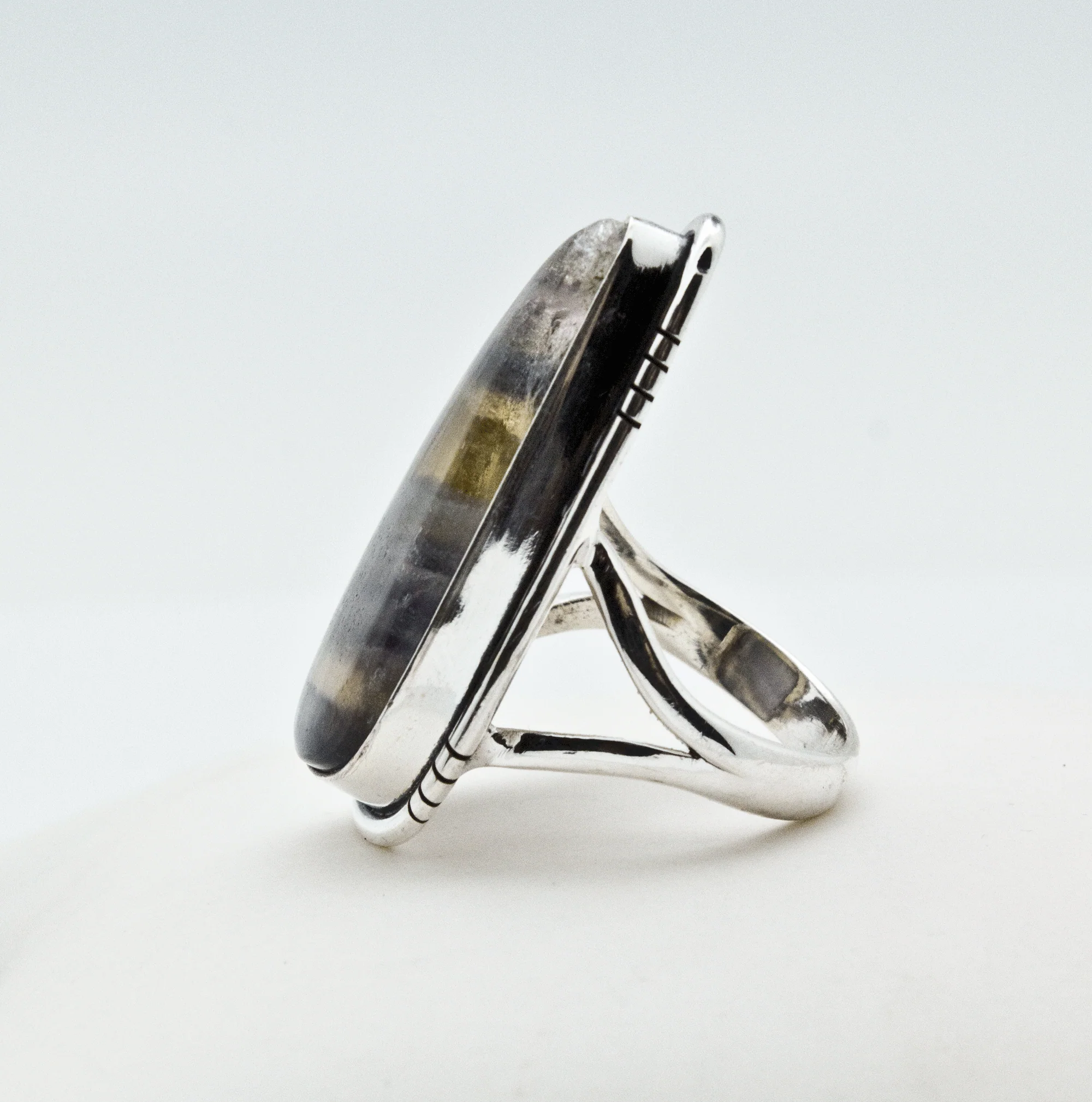 Sterling Silver Rainbow Fluorite Ring Size 7 - Image 3