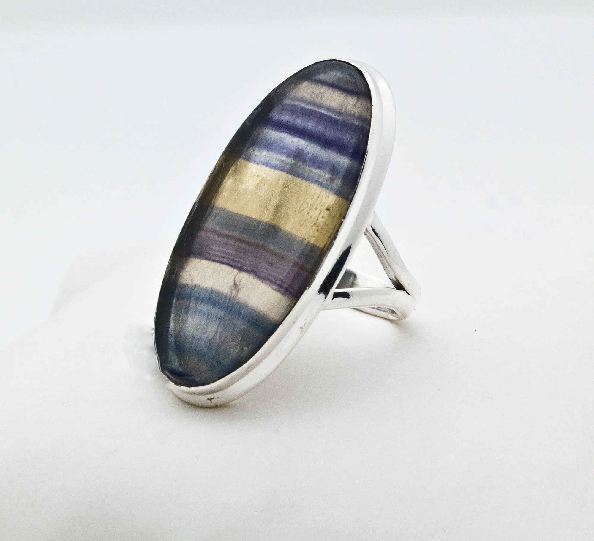 Sterling Silver Rainbow Fluorite Ring SIze 7 - Image 2