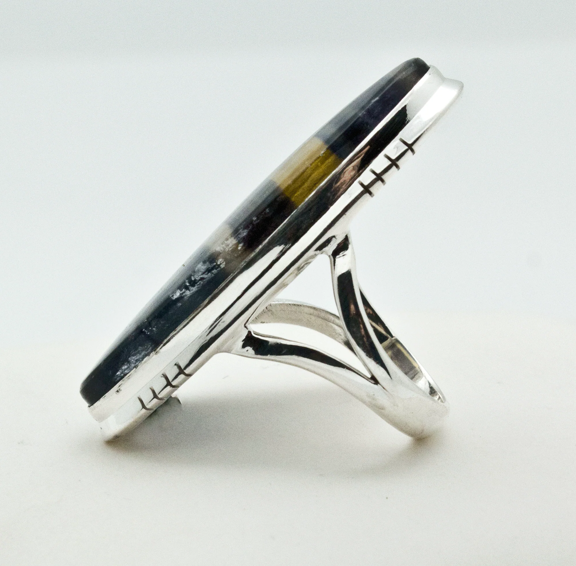 Sterling Silver Rainbow Fluorite Ring Size 7 - Image 3