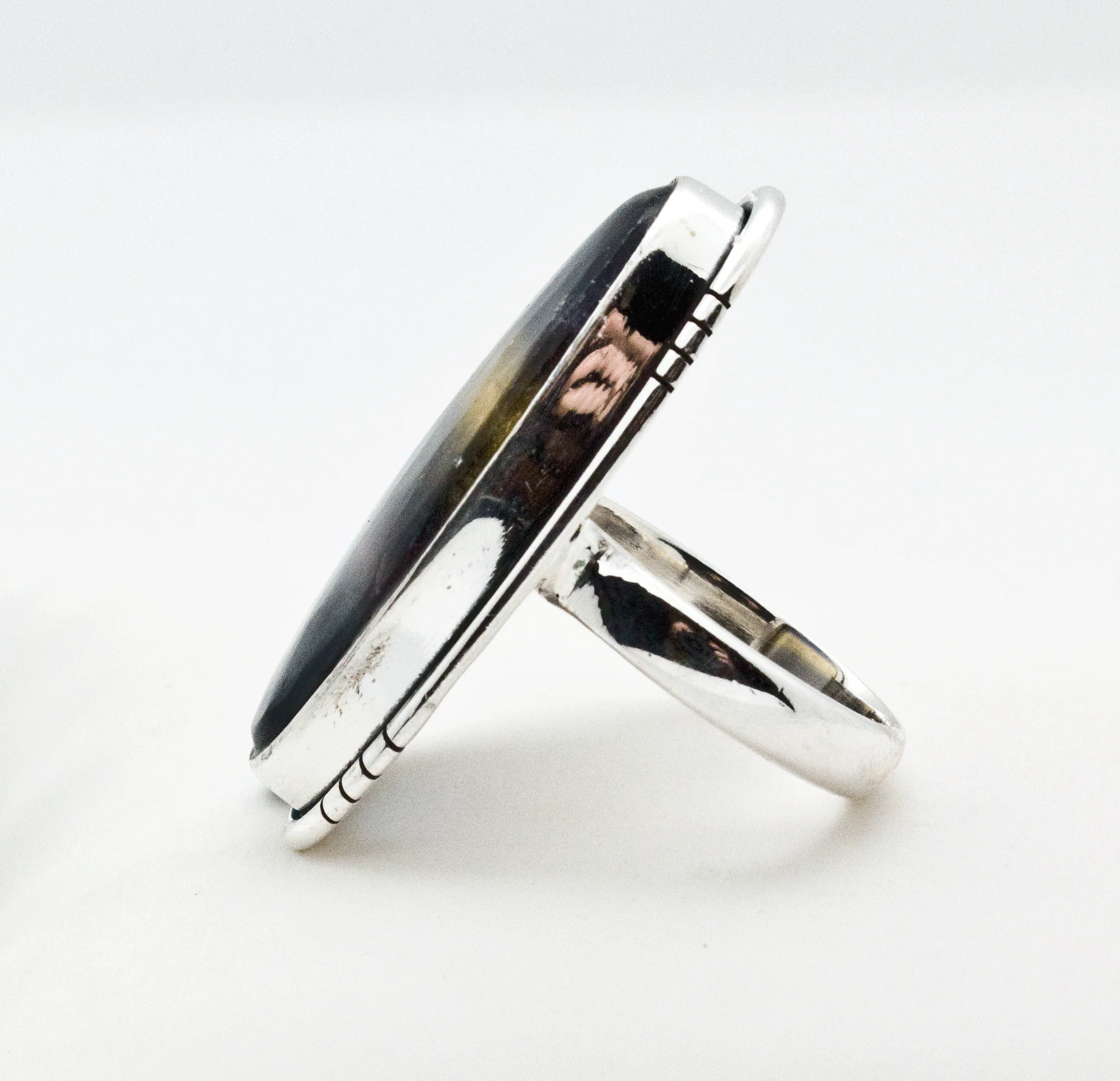 Sterling Silver Rainbow Fluorite Ring Size 7 - Image 3
