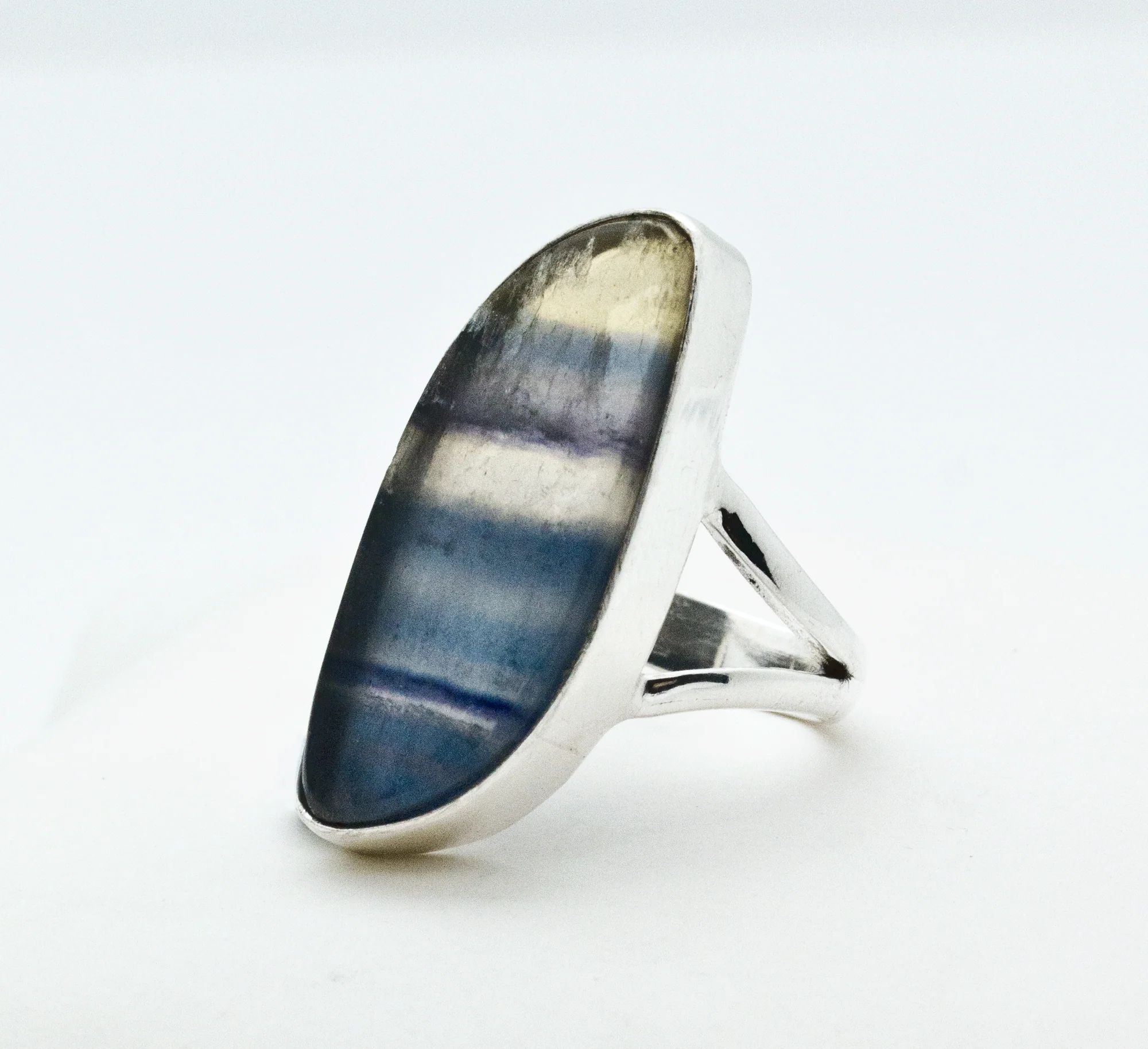 Sterling Silver Rainbow Fluorite Ring Size 6 - Image 2