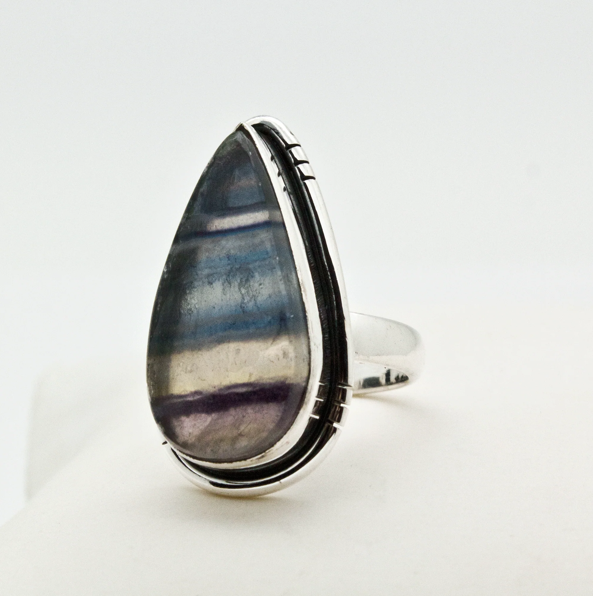 Sterling Silver Rainbow Fluorite Ring SIze 5 - Image 2