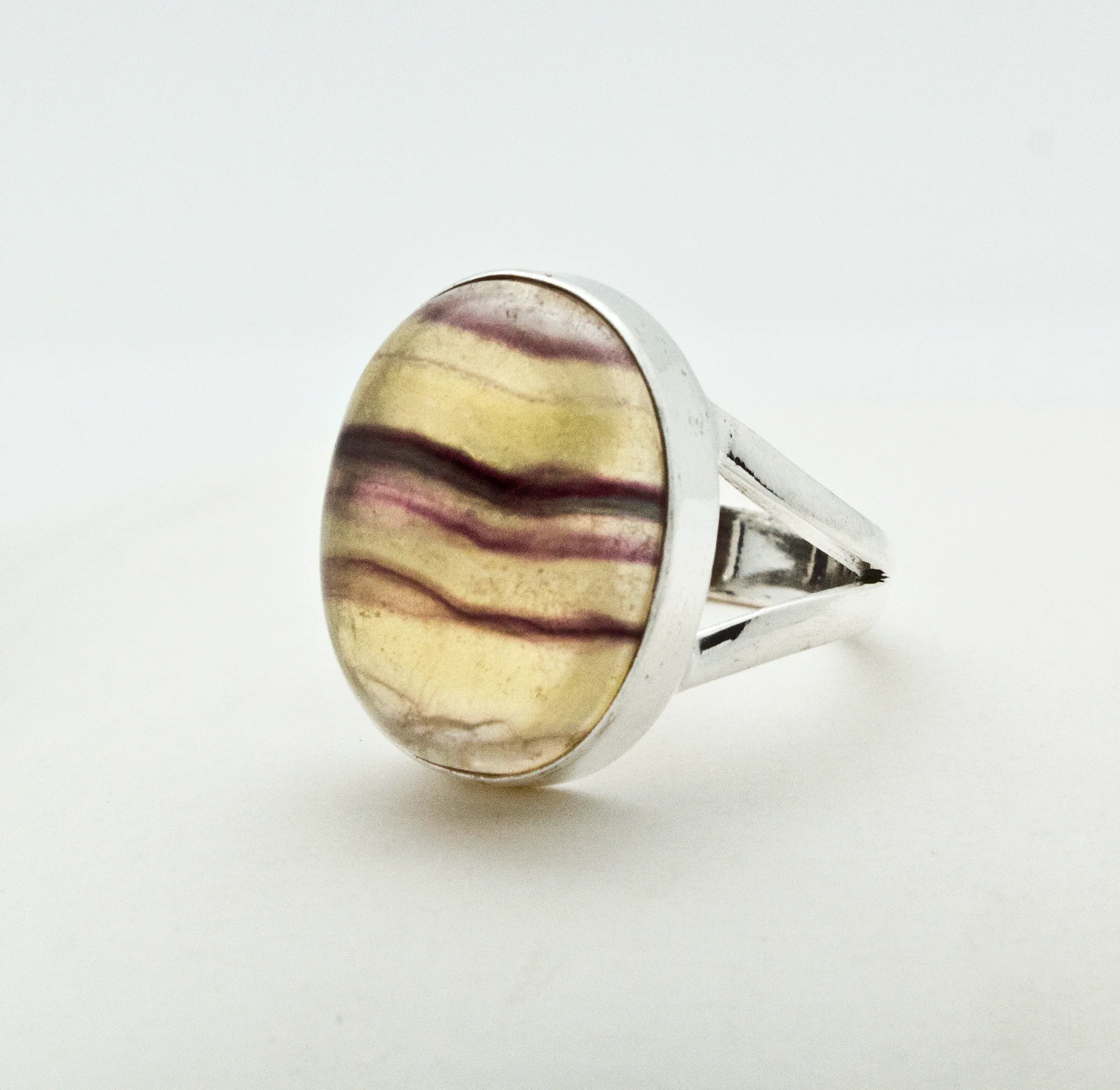 Sterling Silver Rainbow Fluorite Ring Size 5 - Image 2