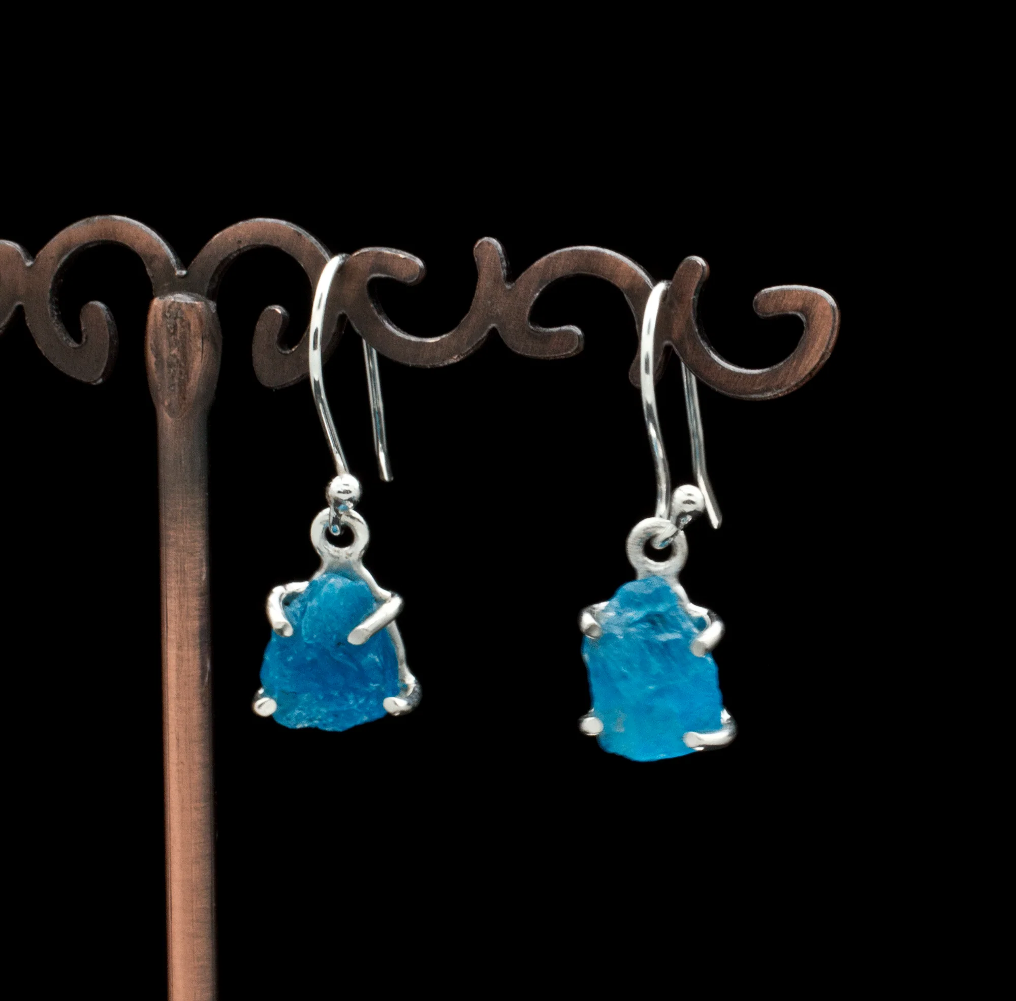 Sterling Silver Raw Apatite Earrings - Image 2